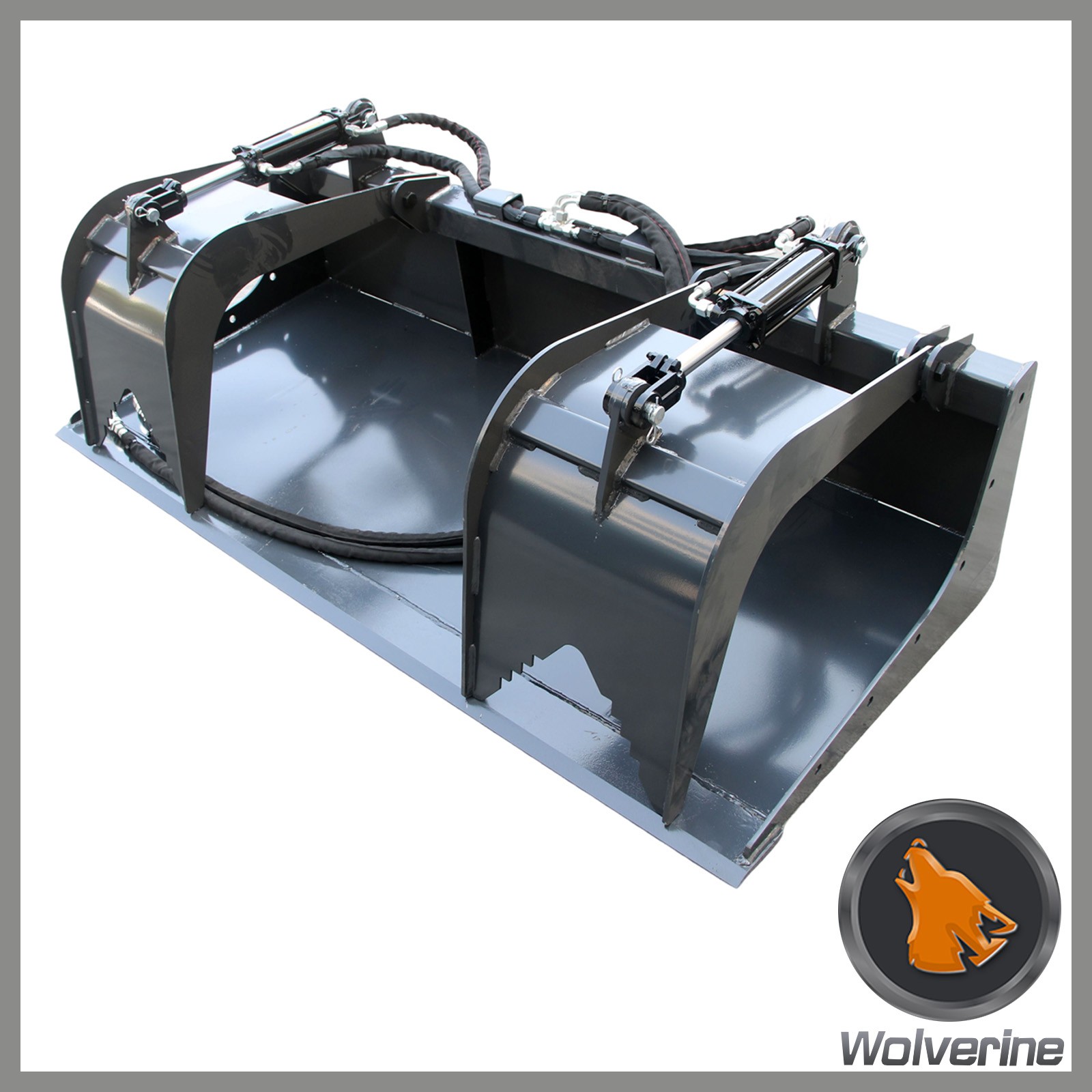 Wolverine 72″ Dual Cylinder Root Grapple Bucket Attachment Fits Skid Steer USA