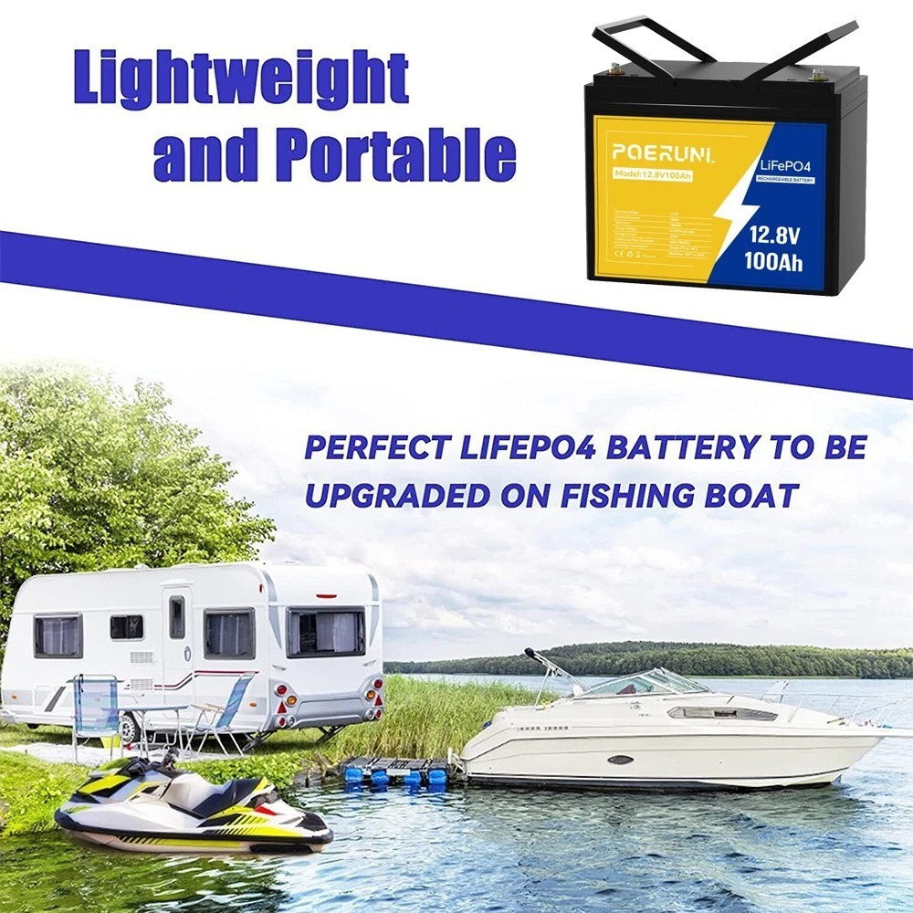 12V 100Ah LiFePO4 Lithium Battery 8000+ Deep Cycle BMS for Solar RV Off-grid