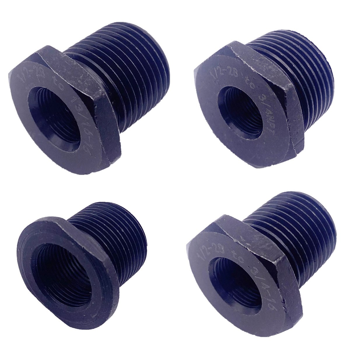 4PCS Steel Thread Adapter 1/2×28 to 5/8×24 / 3/4×16 /13/16×16 / 3/4 NPT US