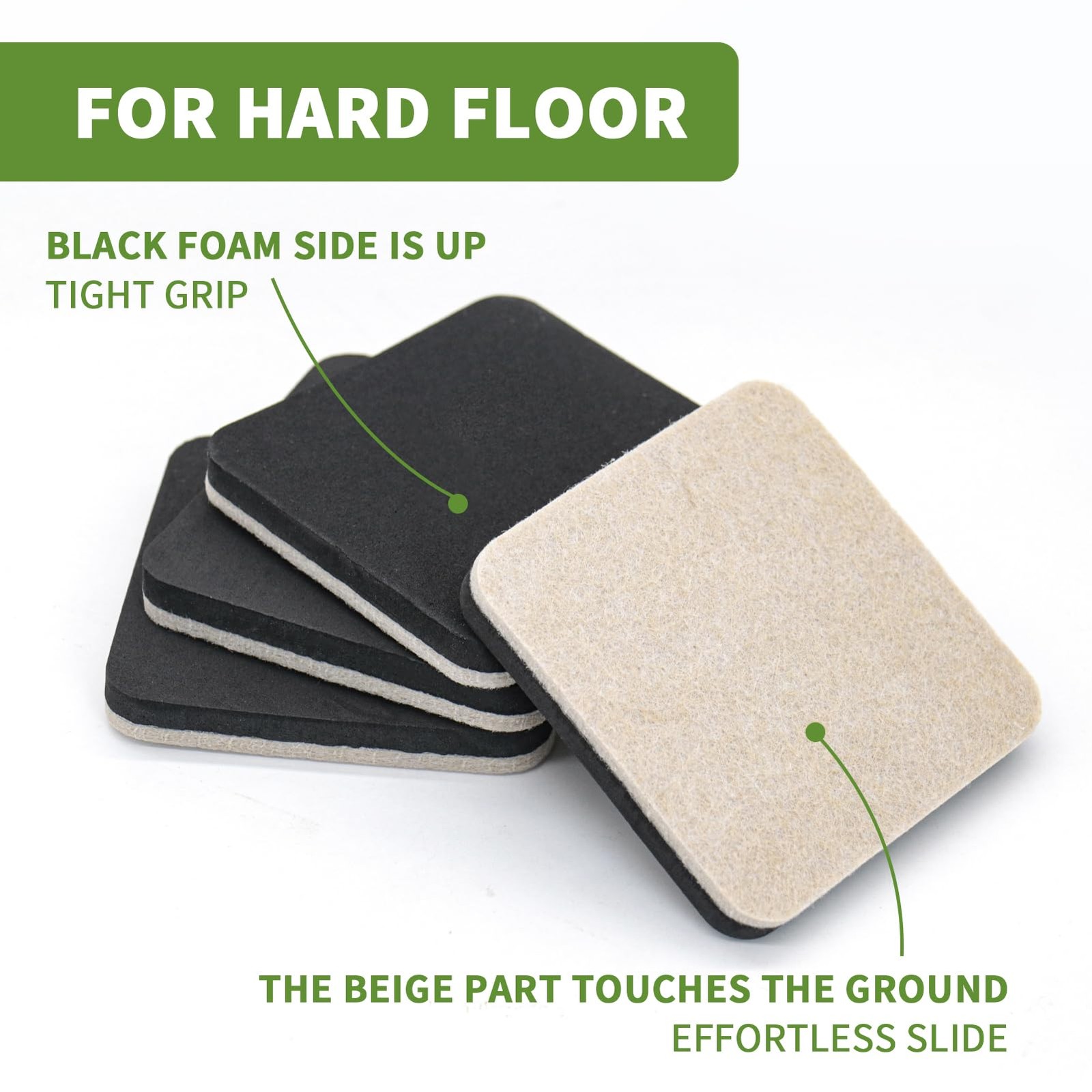 COVERCORNER Felt Furniture Sliders for 8 PCS 3 1/2» Beige, Beige+black