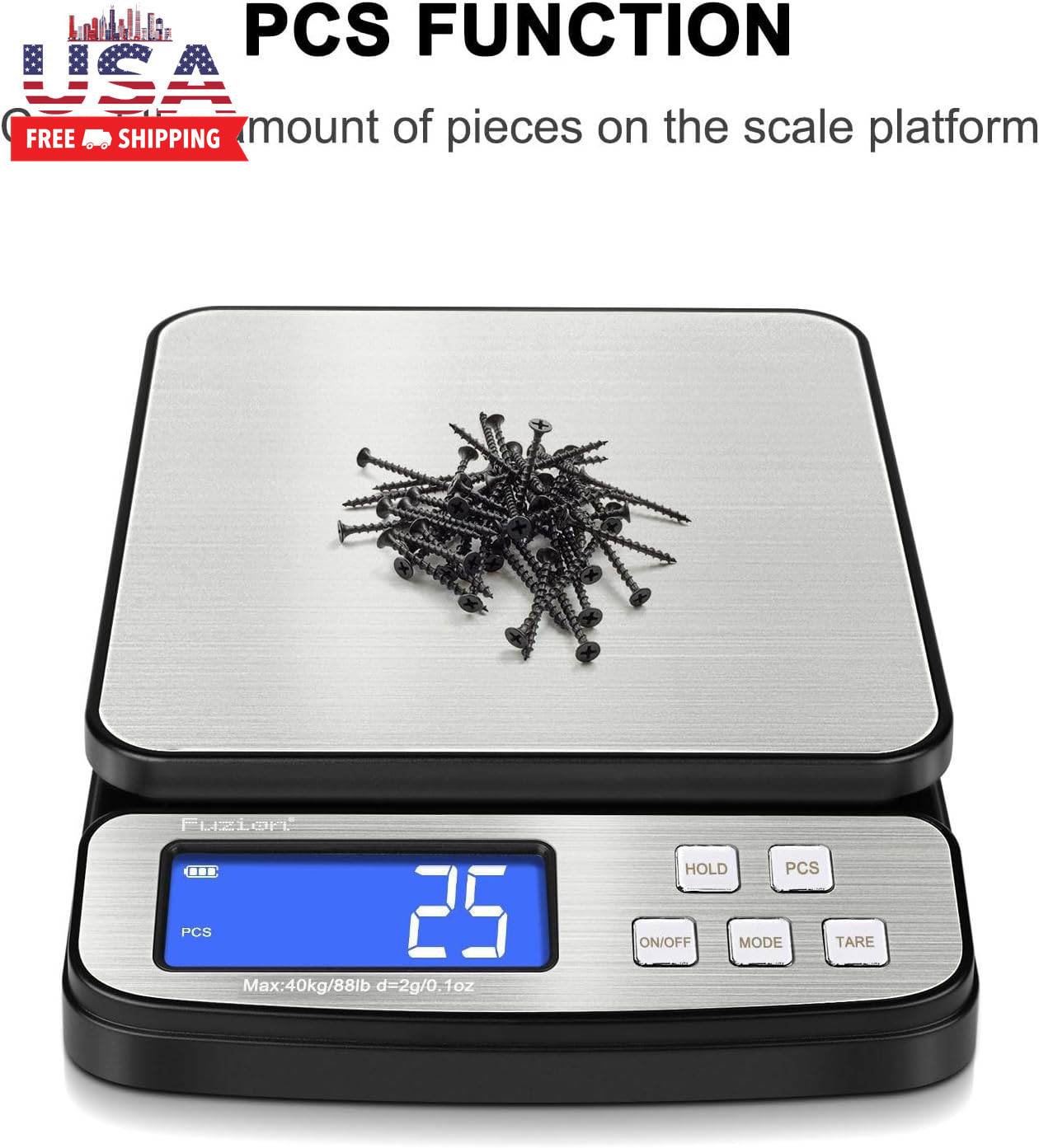 Digital Shipping Postal Scale 88Lb X 0.1Oz, Stainless Steel Platform | All-In-1