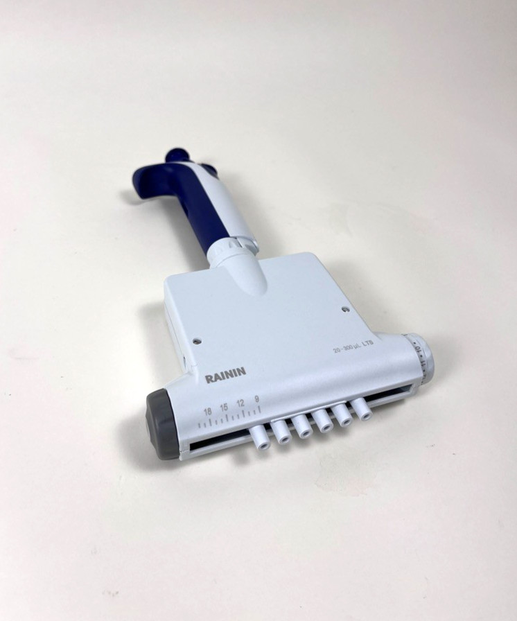Rainin Pipet-Lite, XLS Adjustable Spacer 6-Channel Pipette, 20-300 μL, Tested