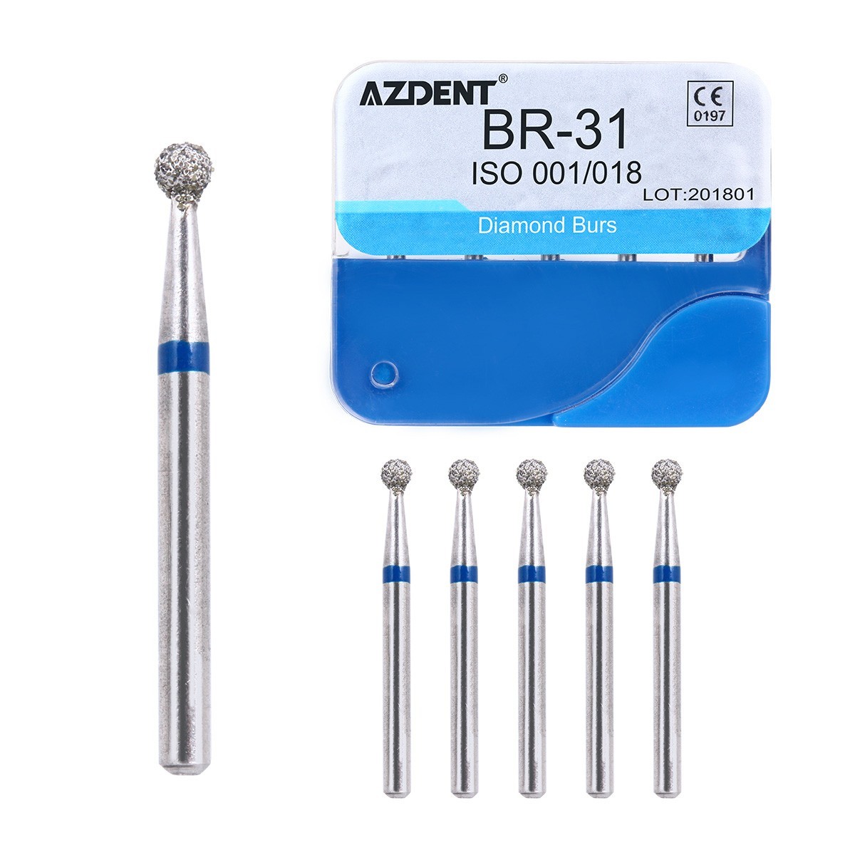 20Packs AZDENT Dental FG Diamond Burs For High Speed Handpiece Medium FG 1.6mm