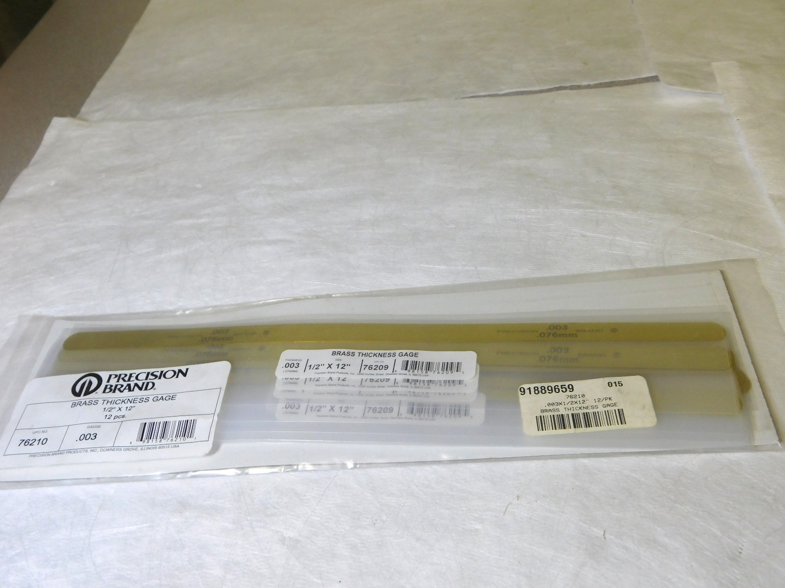 Precision Brand 0.003” Brass Thickness Gage 1/2” x 12” Blades (Pack of 12) 76210