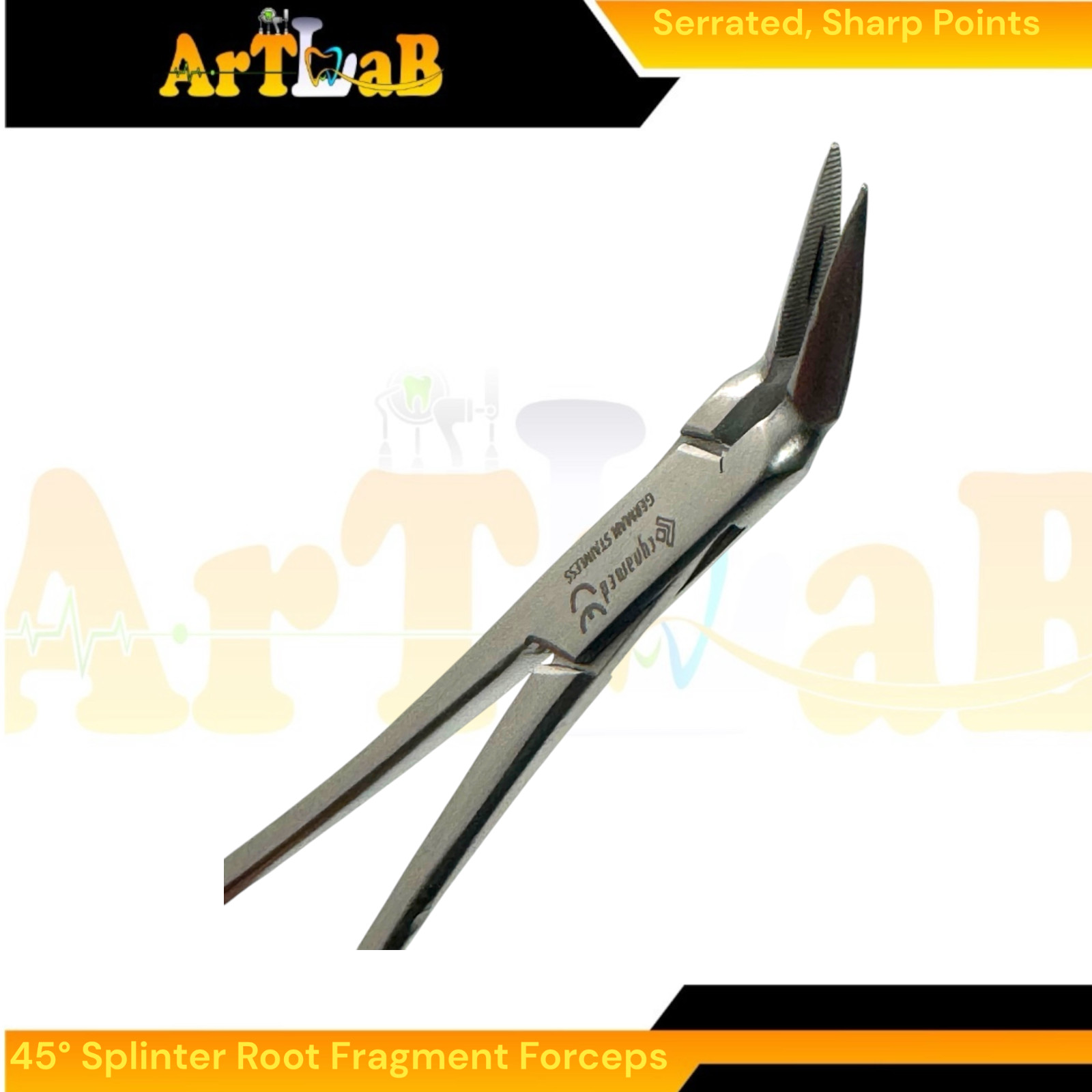 Steiglitz Root Fragment Forceps 45°, 5.5″, Sharp Serrated Points, Dental Forceps