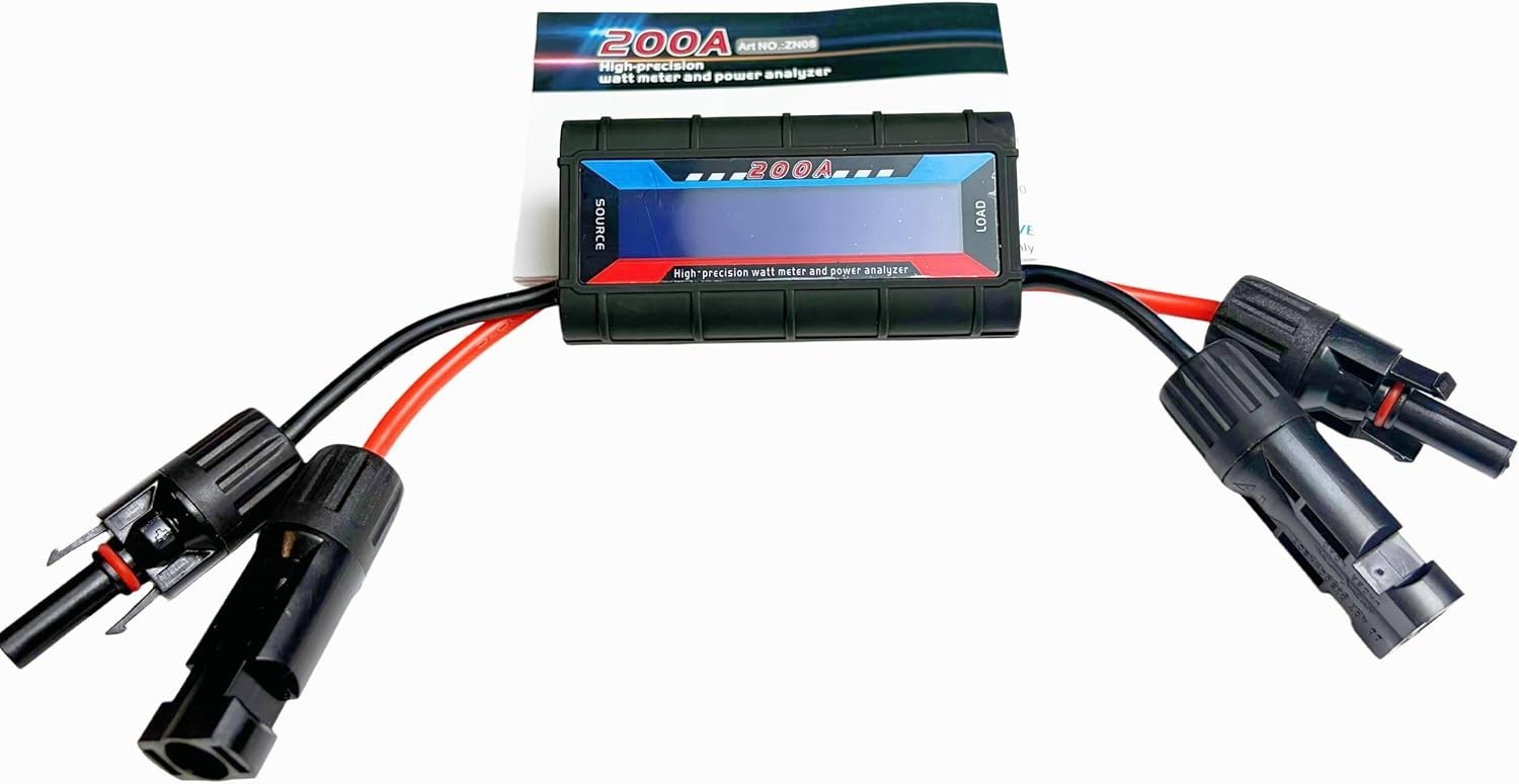200A Digital LCD Watt Meter for Solar Panels & Wind Turbines – Backlit Display