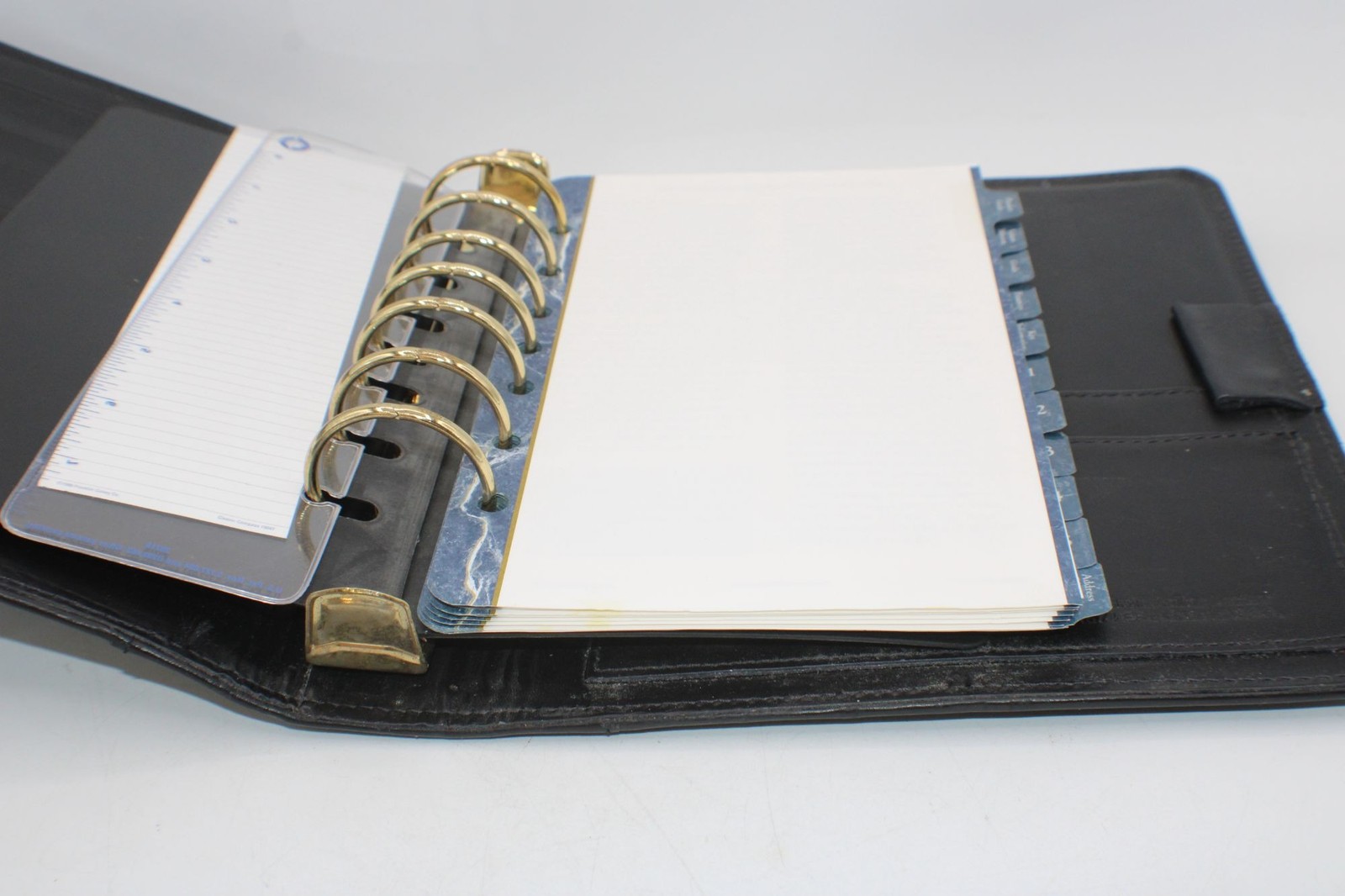 Black Leather Franklin Quest Planner Organizer Planner 7-Ring Binder Card Slots