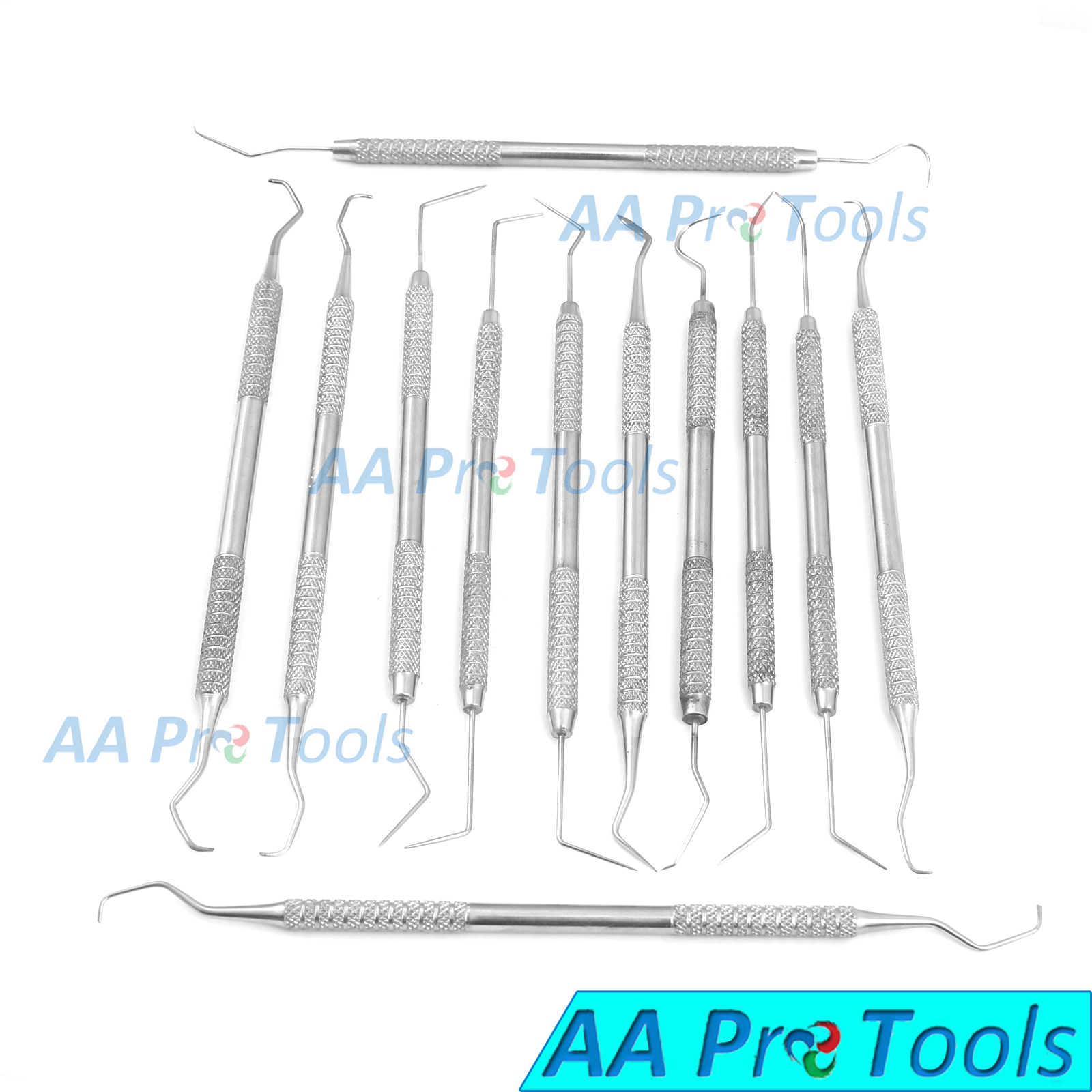 12 Piece Dental Probe Pick Tool Instrument Set Stainless Steel Scaler