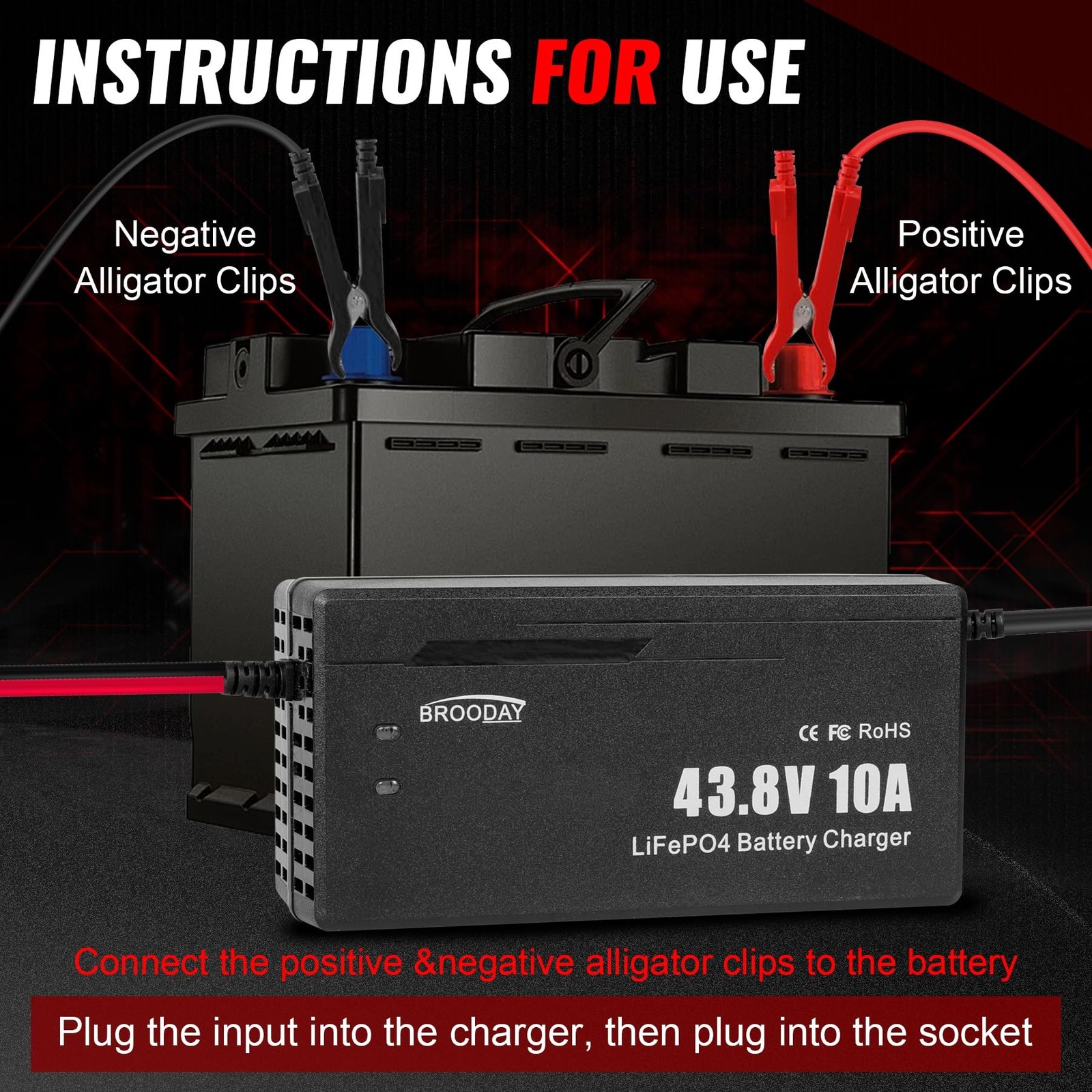 36V 10A LiFePO4 Battery Charger, 43.8V Lithium Battery Charger, Fast Charging…