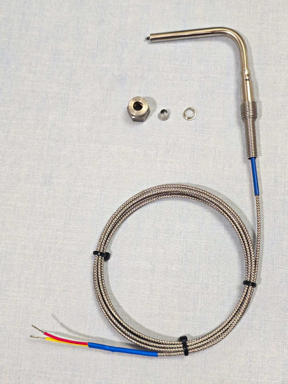 1/4″ EGT Probe Type K Exposed Tip 6′ Braided SS Overbraid USA Made
