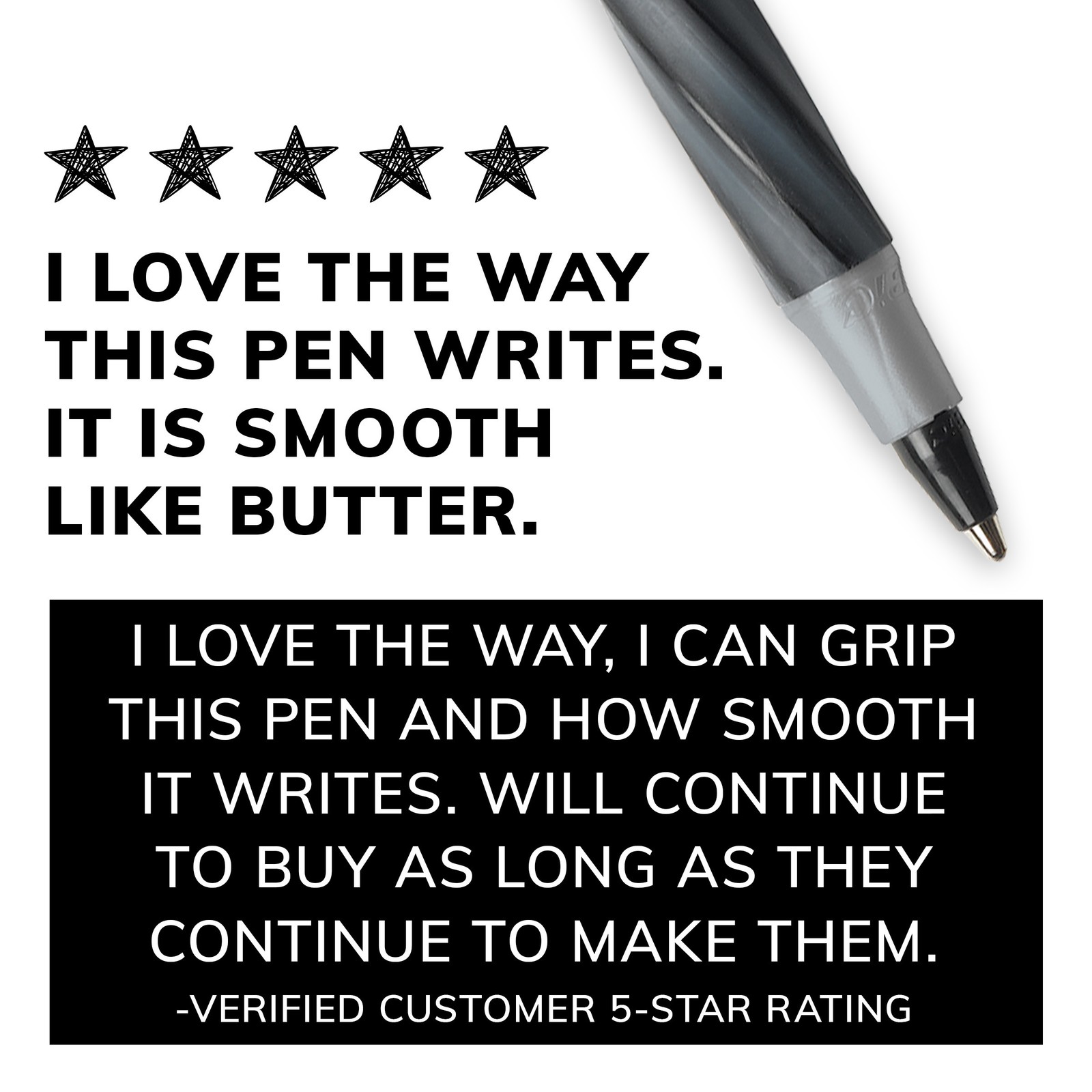 BIC Round Stic Grip Xtra Life Ball Pen, Medium Point (1.2mm), Black, 36-Count