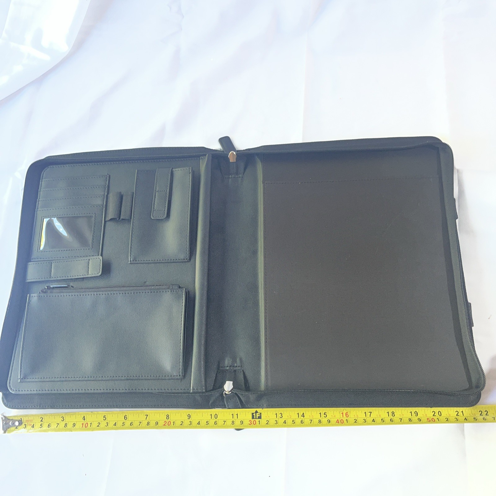 POPRUN Portfolio Binder with Zipper, Leather Padfolio Document Organizer with St