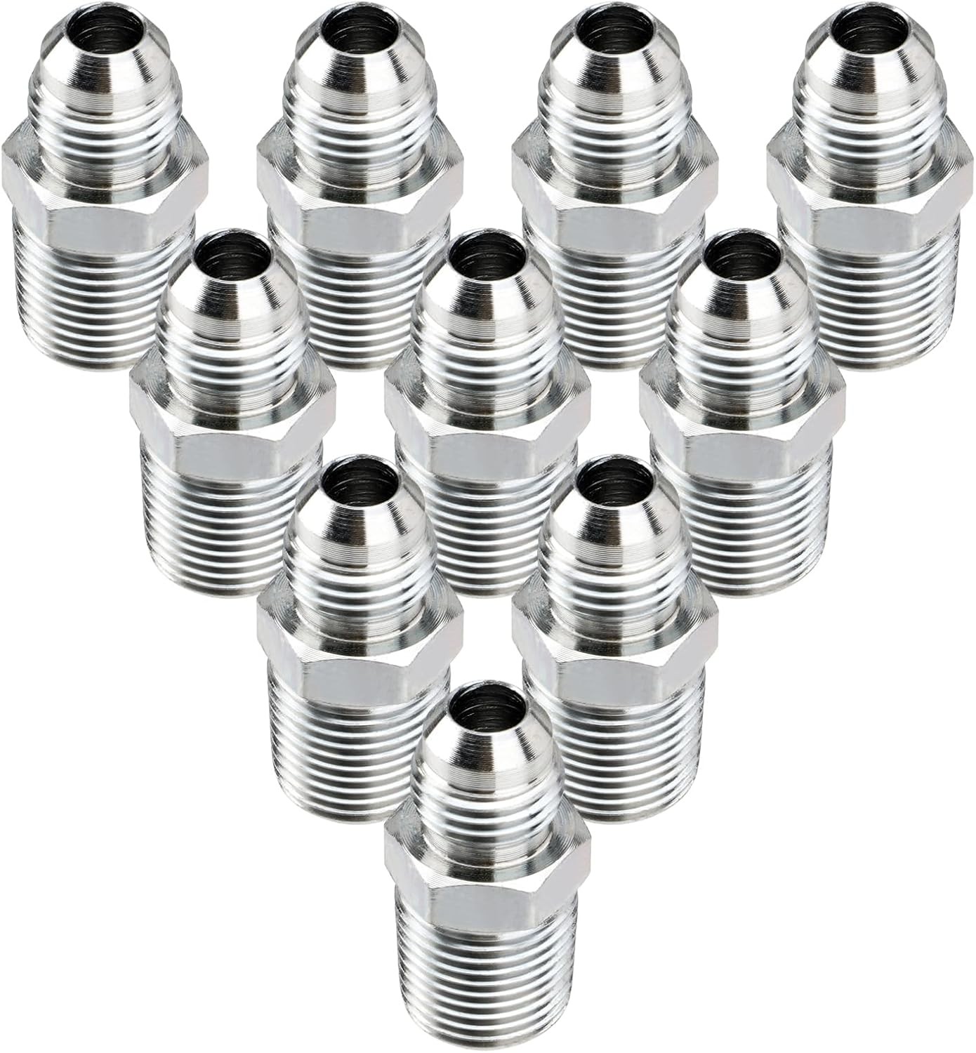 10 Pack Hydraulic Hose Adapter Fittings: 3/8″ JIC 37° Male X 3/8″ NPT Male New