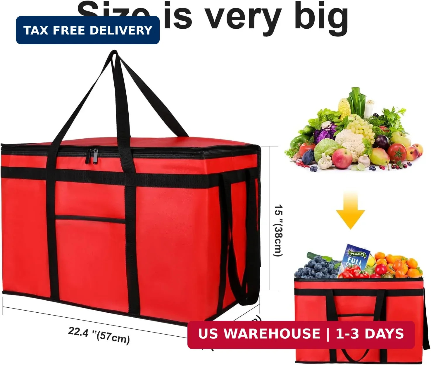 musbus Extra large XXXL Insulated Food Delivery Bag Cooler Bags Keep Food Warm C