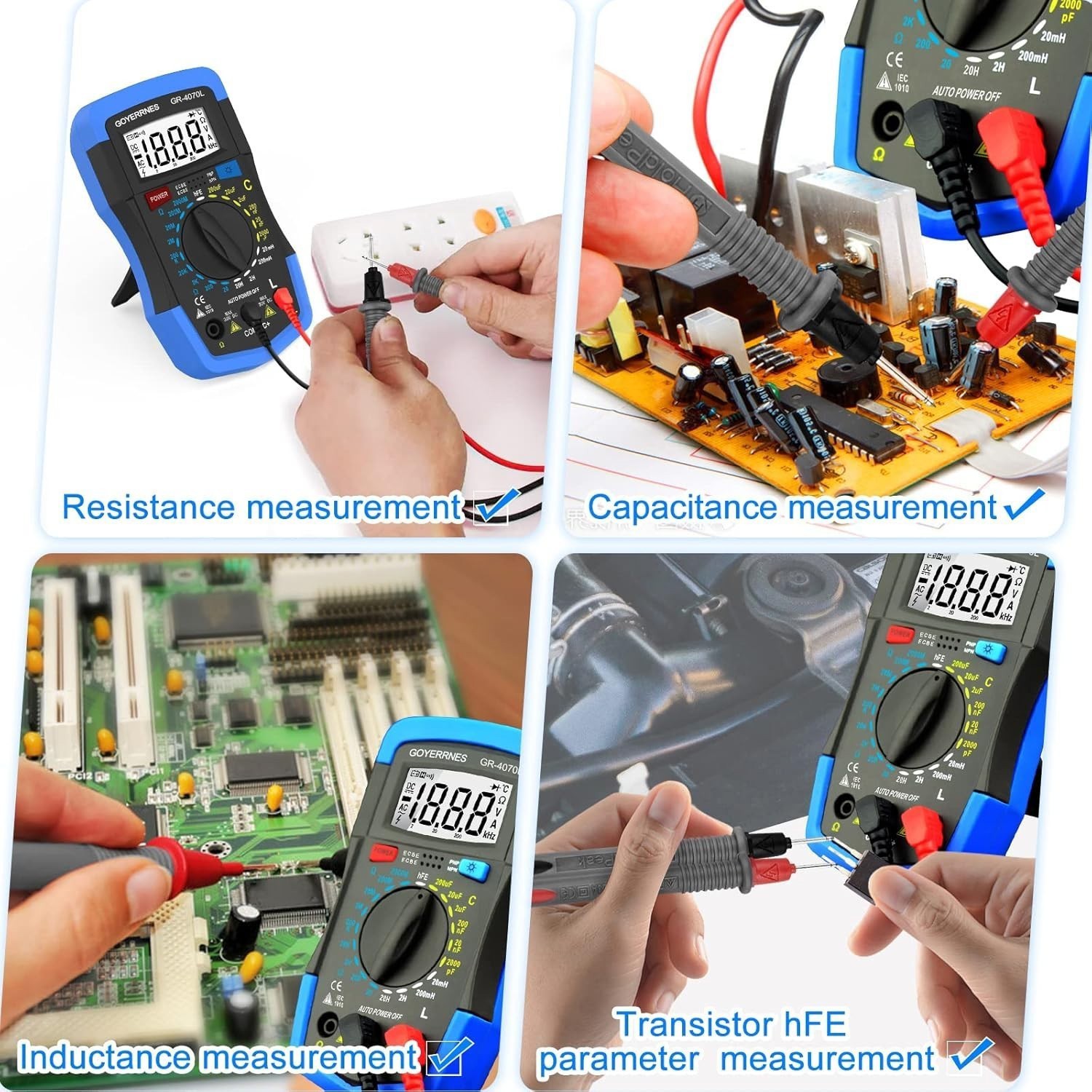 Capacitor Tester 2000pF~200uF,Capacitance Meter, LCR Meter hFE Resistance Test