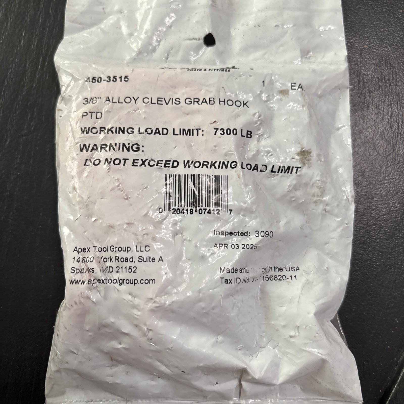 Campbell 450-3515 3/8″ Alloy Clevis Grab Orange Hook PTD Load Limit 7300 lb