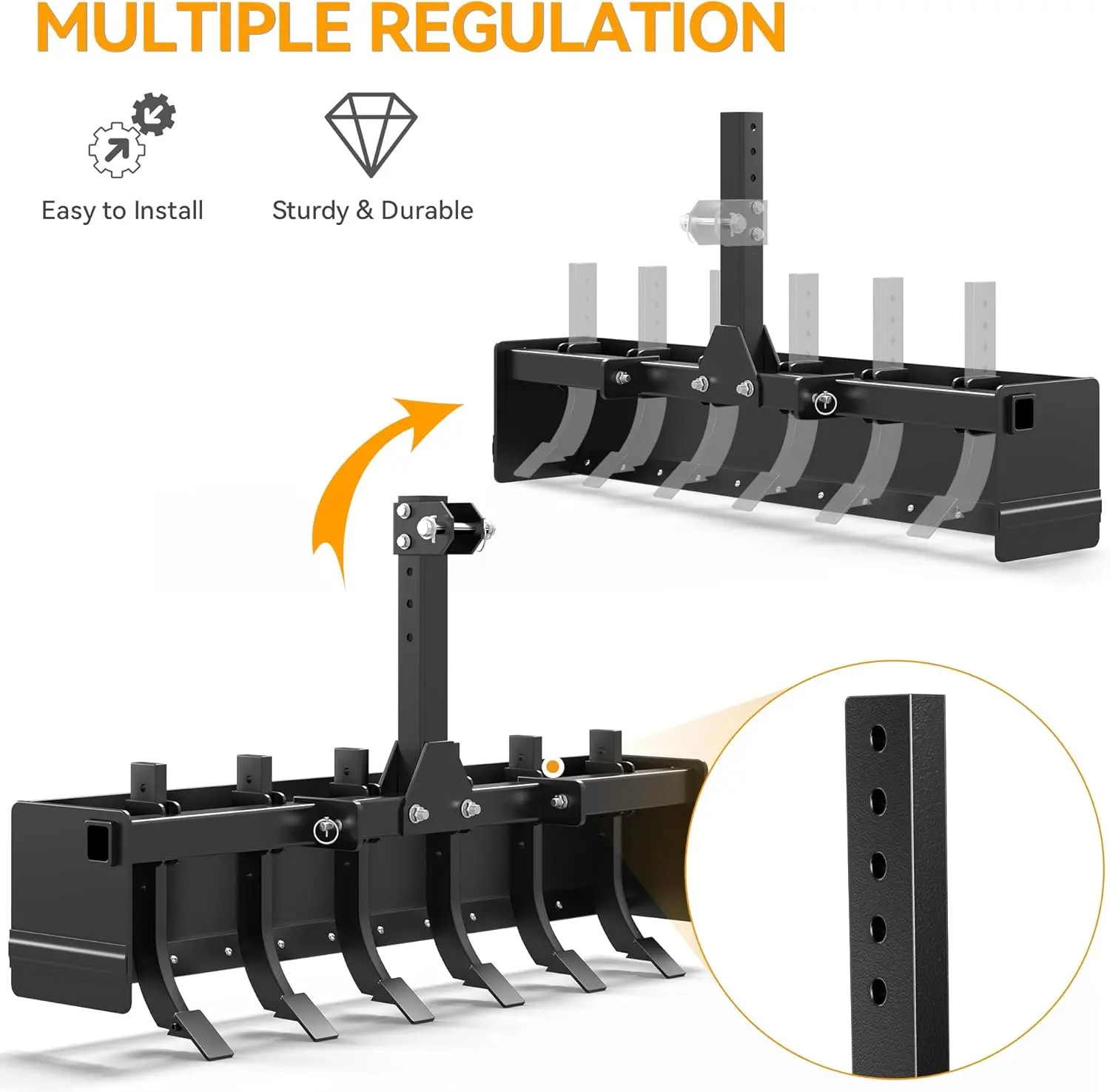 55″ Three Point Box Scraper, Box Blade Tractor Attachment Fits for Cat1