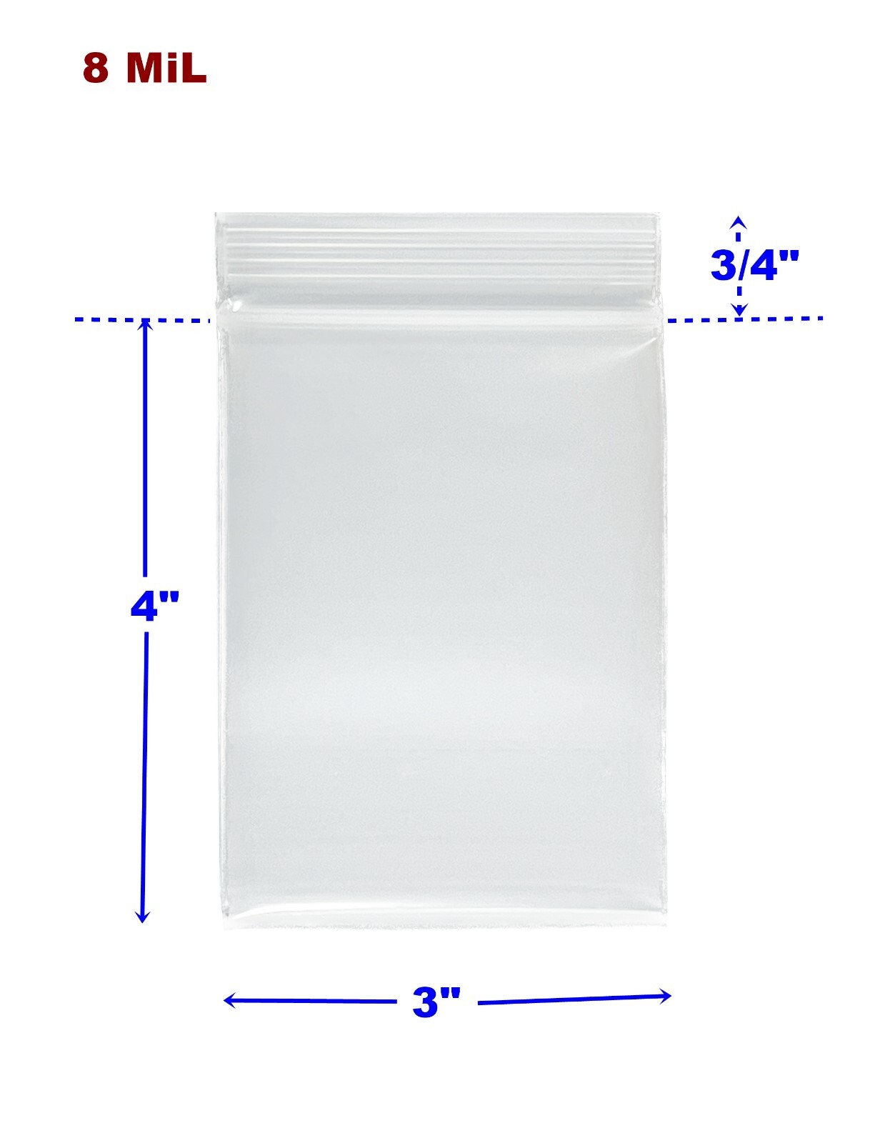 100 Heavy Duty Resealable Zipper Zip Top Lock 3″x4″ Plastic PCGS FDA Bags 8 MIL