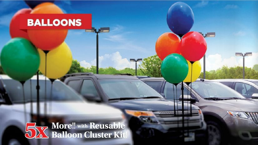 Balloon Cluster Kit | Helium Free, Reusable, Includes 5 Balloons, Poles, Spike