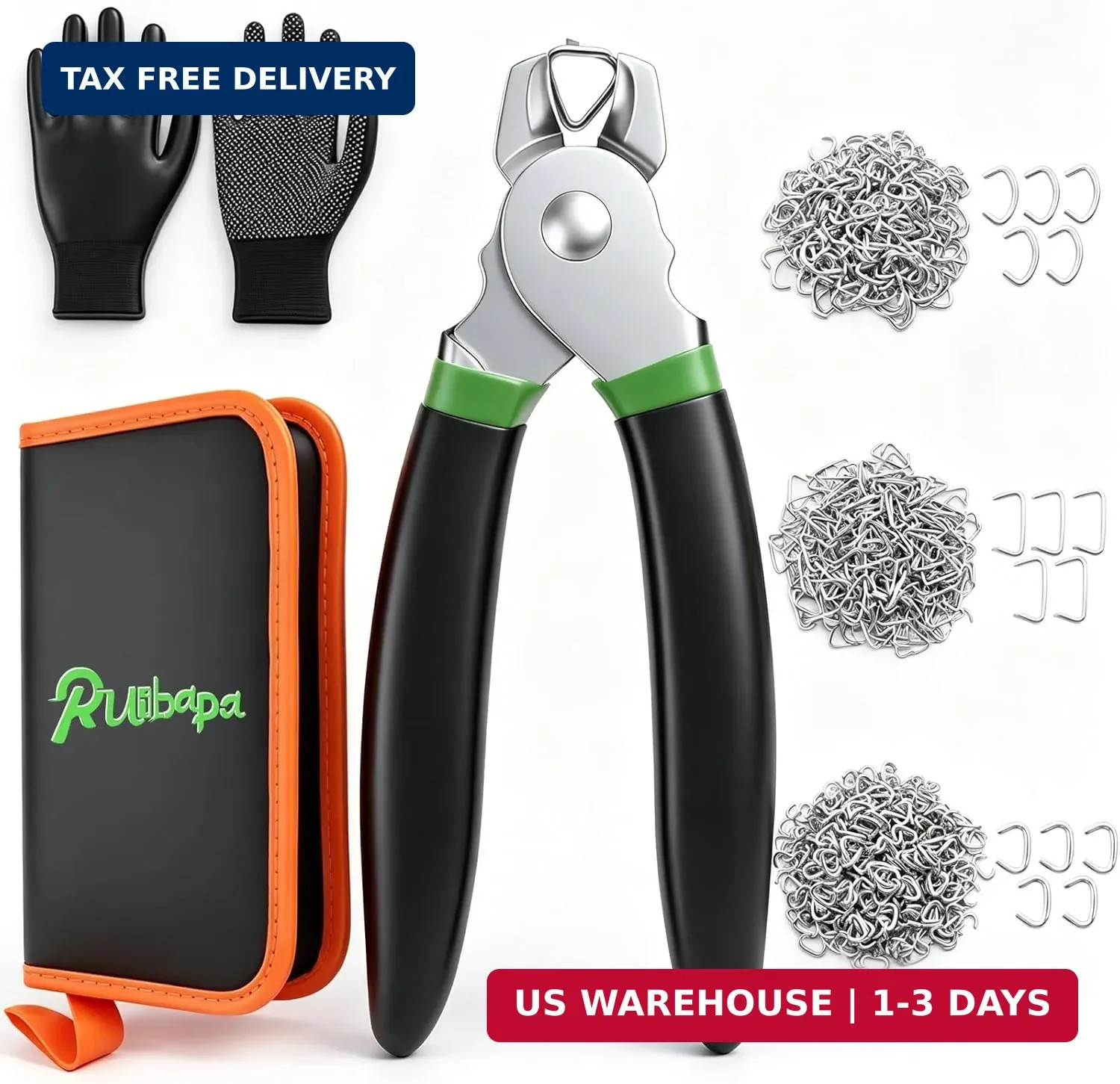 620 Pcs Hog Rings with Straight Hog Ring Pliers Kit with Leather Tool Kit, 3/4″