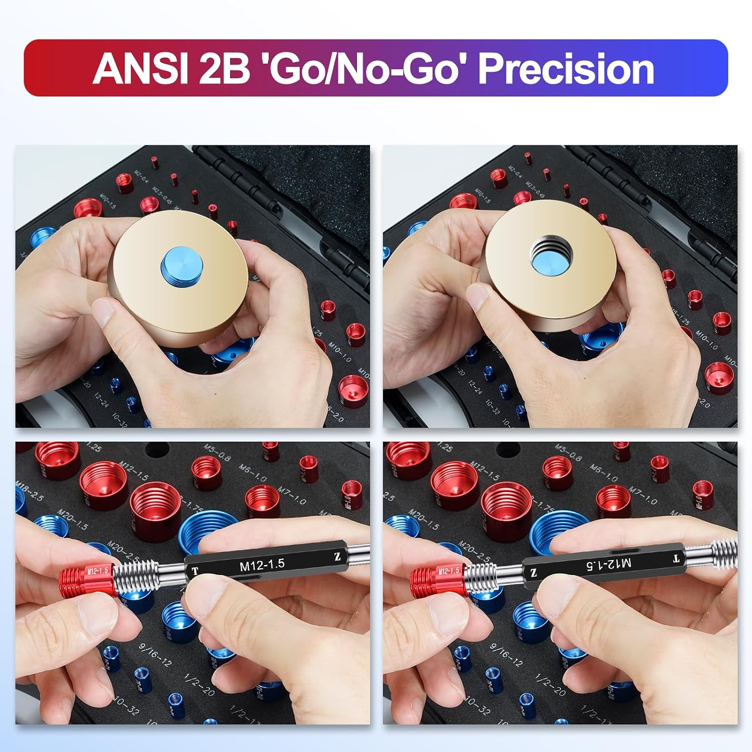 50 Pcs Thread Checker Bolt Size Finder Nut Gauge Set 23 Metric 27 SAE Box
