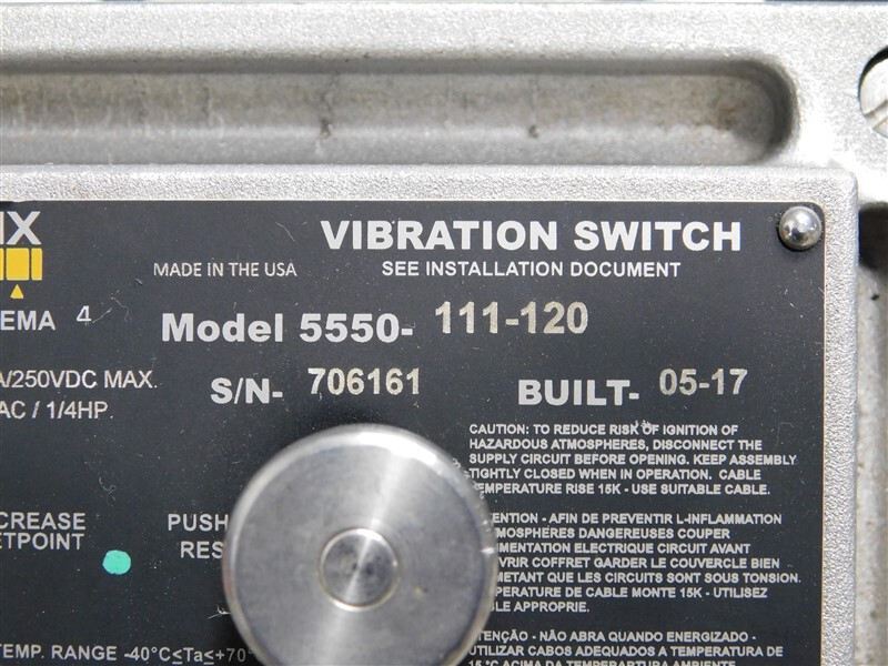 USED Metrix 5550-111-120 Vibration Switch 480VAC Max. 15A/250VDC Max. 1/4A 1/8HP