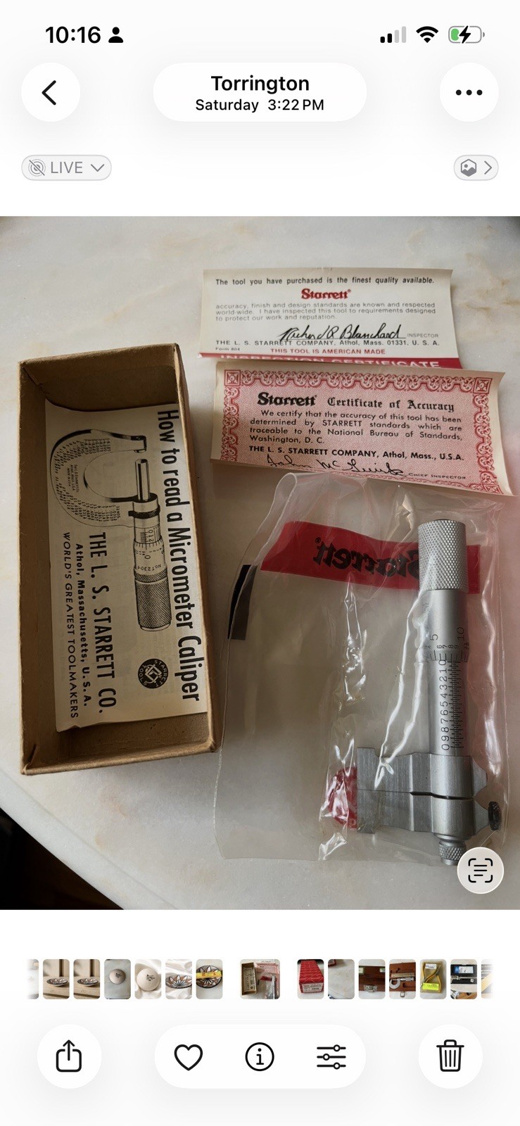Starrett 700B 1-2″ Inside Micrometer Mechanical 0.001″ Resolution w/ Box