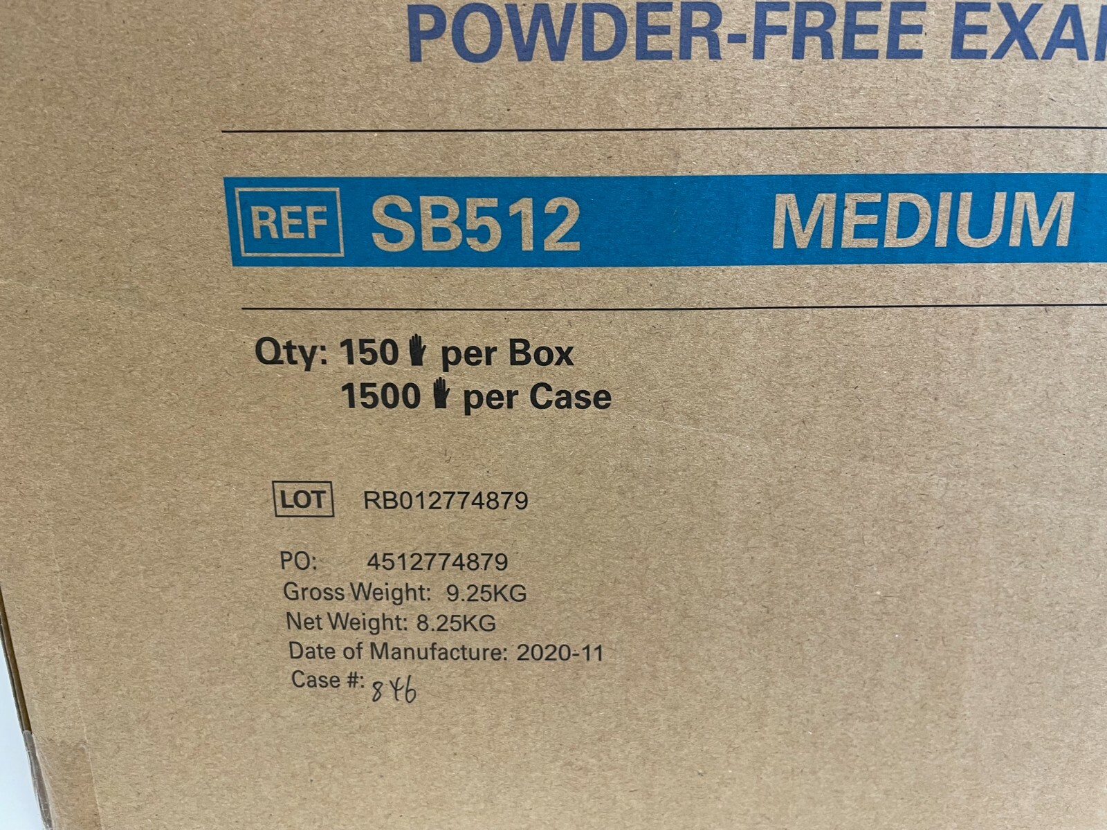 U10: Case of 1500 (10 Boxes) Medline Vinyl Powder-Free Gloves Medium SB512