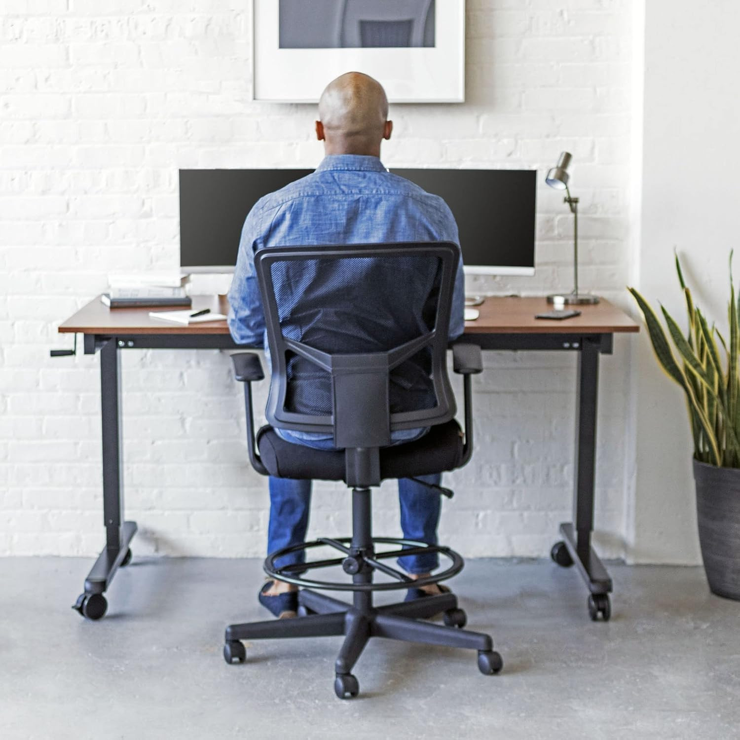 Sit to Stand Drafting Task Stool Chair for Standing Desks with Adjustable Footre
