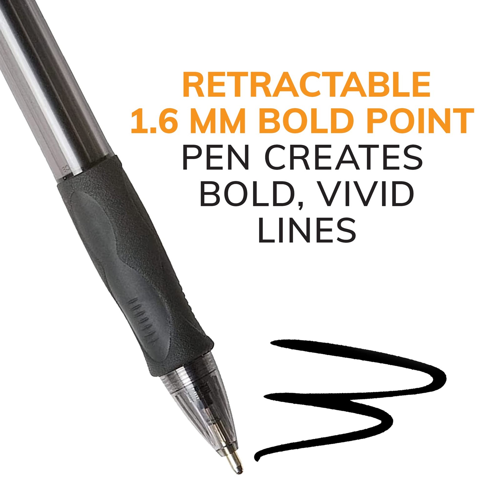 Blue Ballpoint Pens Bold Point 1.6mm 4 Count Pack Retractable Ballpoint Pens