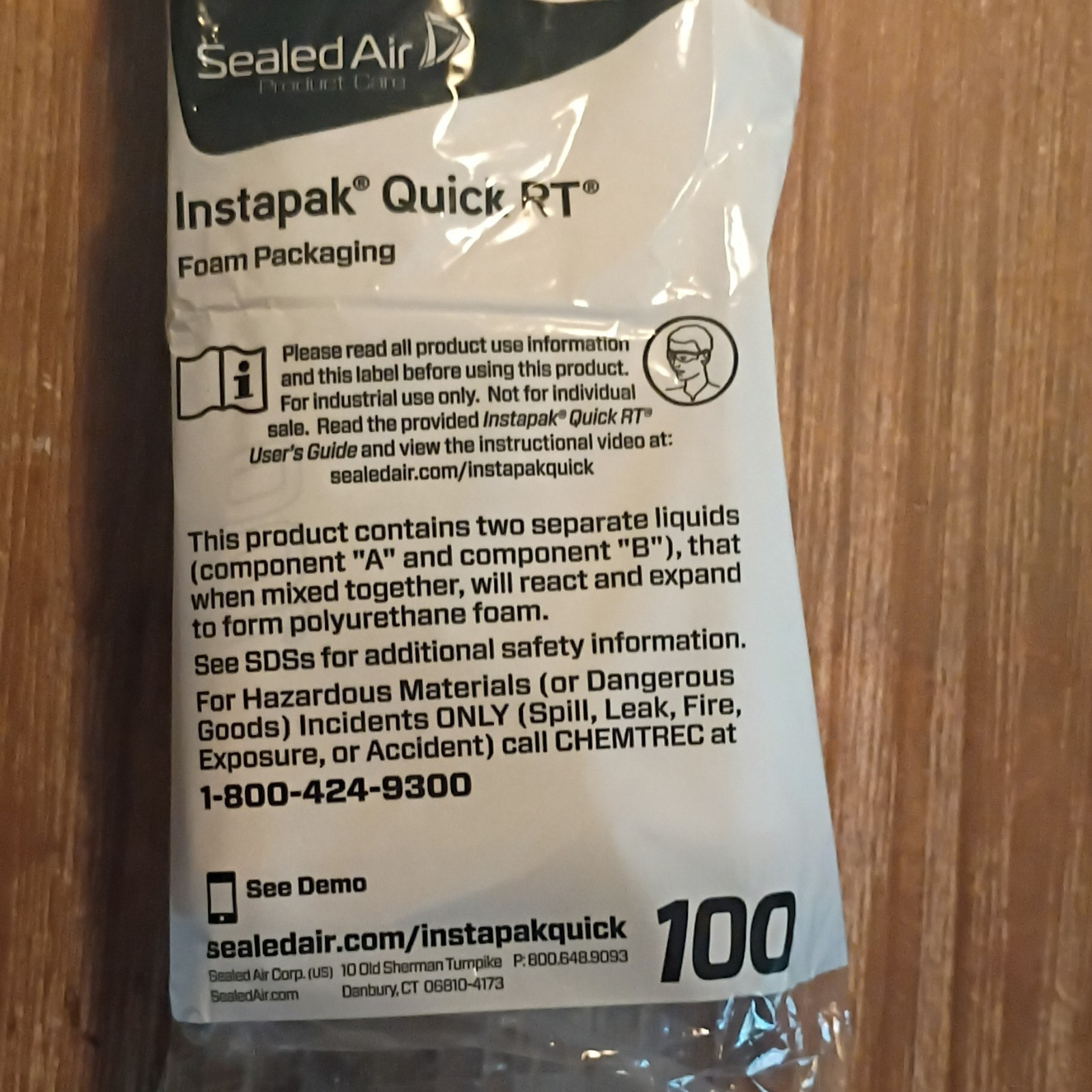 Sealed Air Instapak Quick RT Foam Packaging Bag 72 x 100 MPN P:000.648.9093