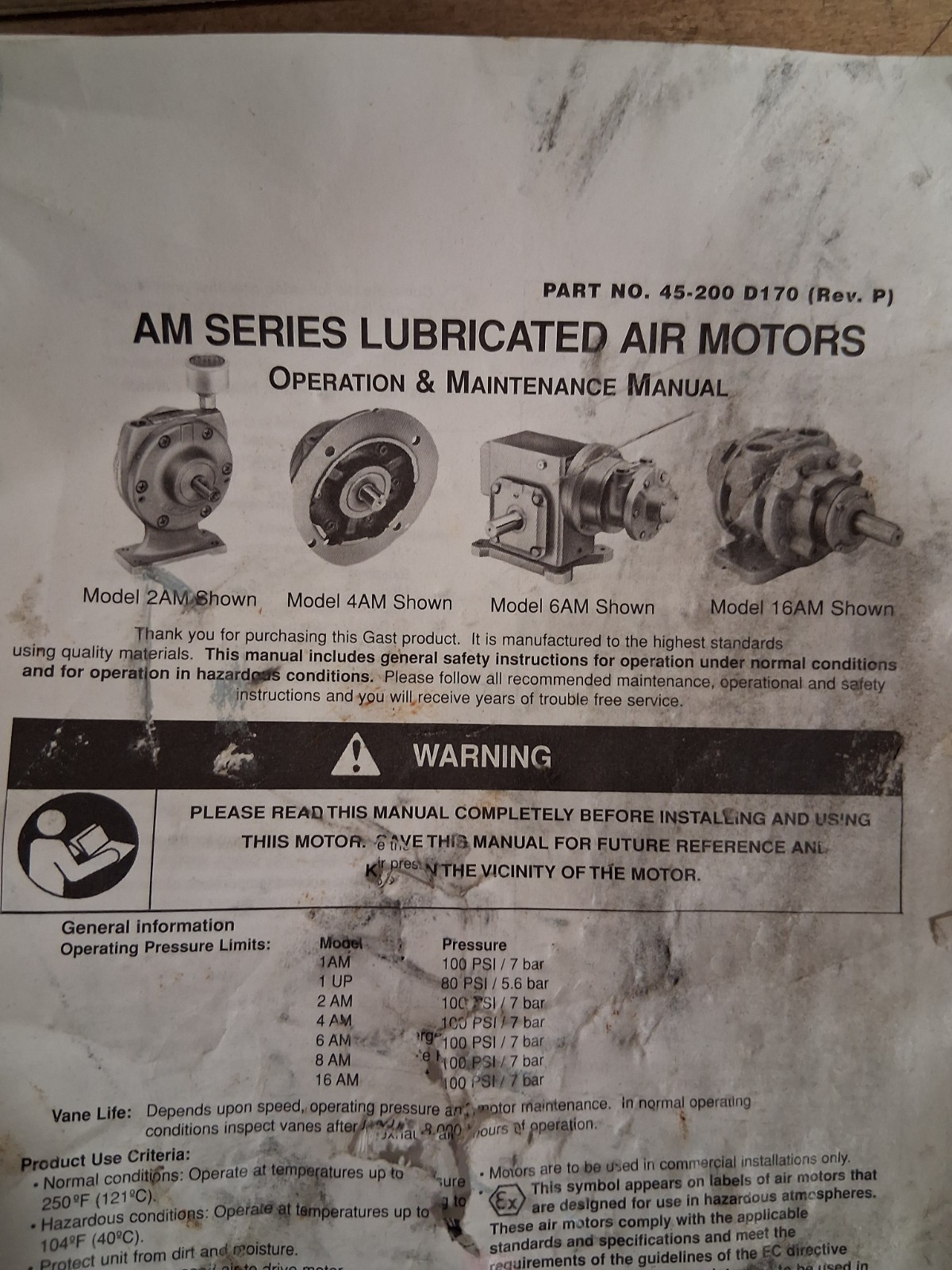 Gast AM series Air Motor 4AM-NRV-50C AM410 new