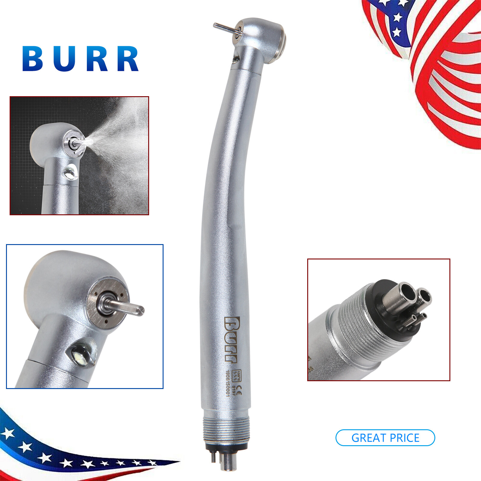 KaVo Style Dental LED E-generator Fiber Optic High Speed Handpiece 4Holes