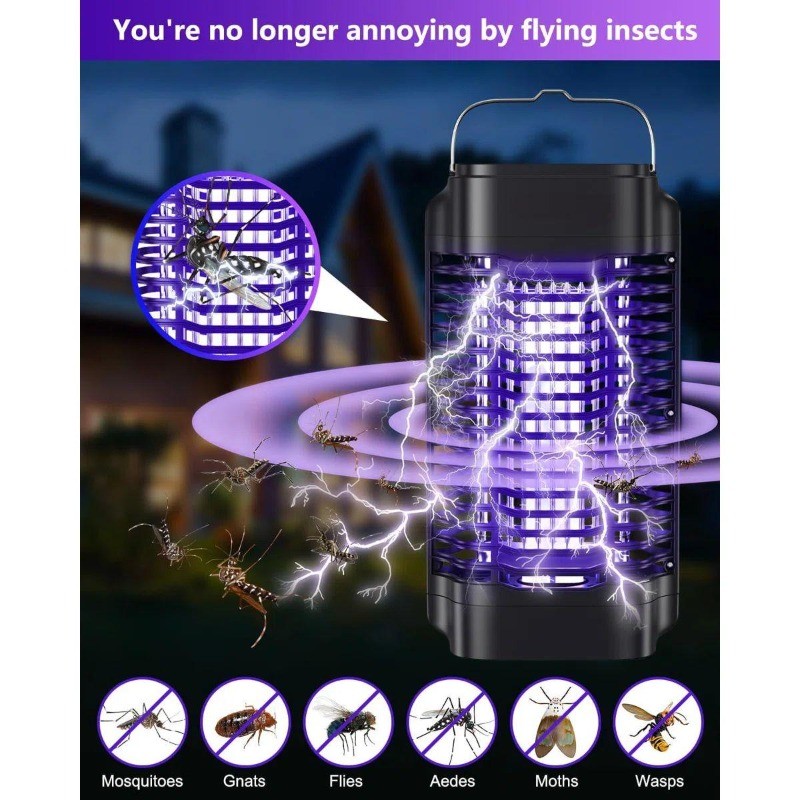 Bug Zapper Outdoor/Indoor,Portable Mosquito Zapper Electronic Fly Insects Zapper