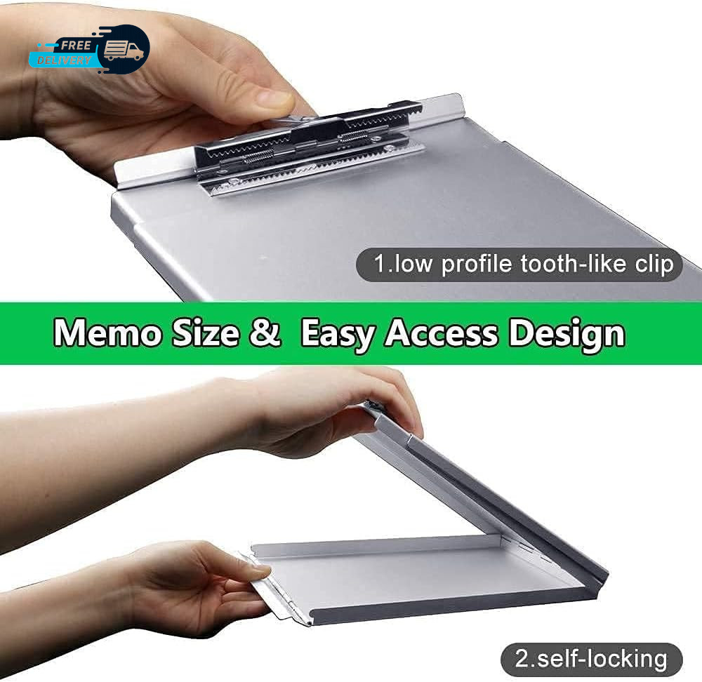 Aluminum Clipboard with Storage(Memo Size) Recycled Metal Form Holder