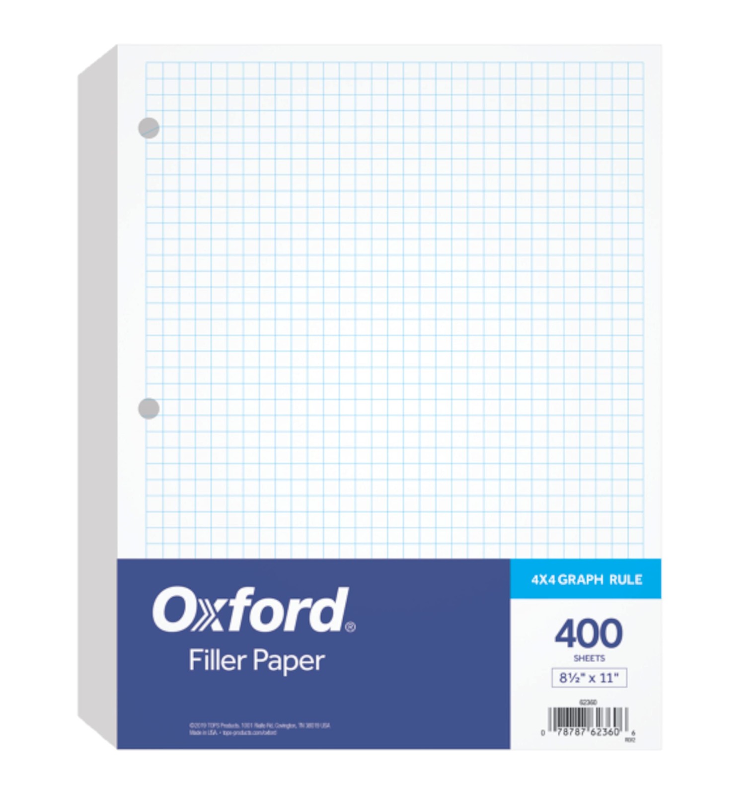 8.5×11 Graph Paper 4×4 3-Hole Punched Loose-Leaf 400 Sheets for 3-Ring Binders