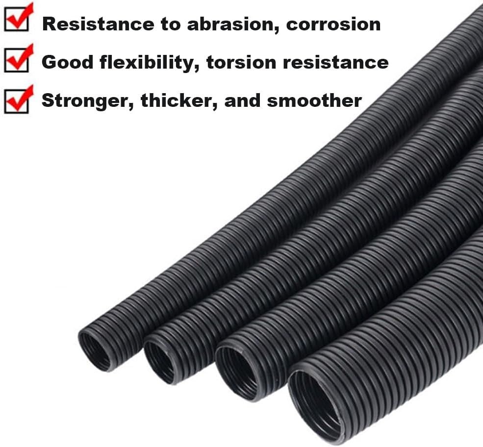 30 FT Split Wire Loom Tubing – 1/2” Black Pet Safe Cable Protector & Organizer