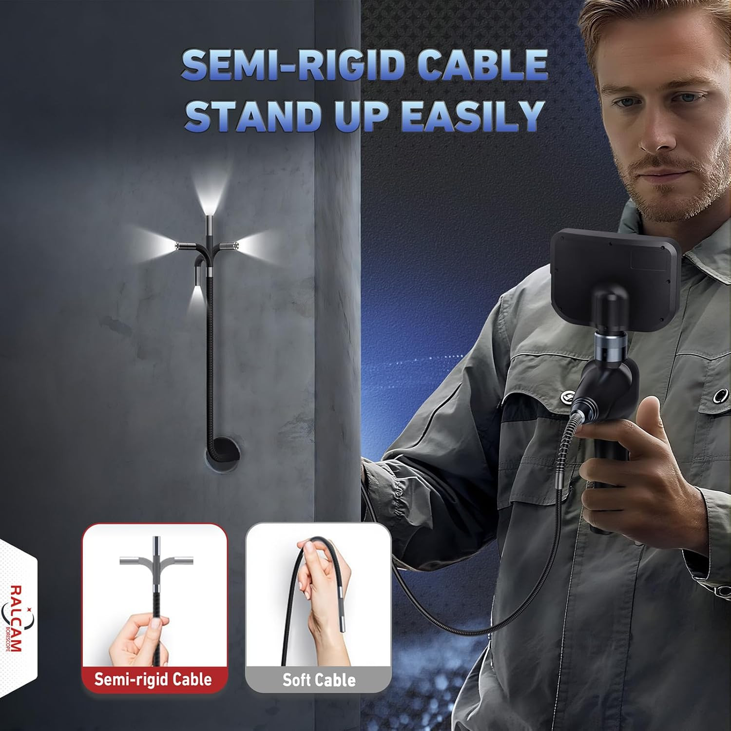 360° Articulating Borescope, 6.2Mm/0.24In Slim Probe, 4X Zoom, Joystick 4 Ways E