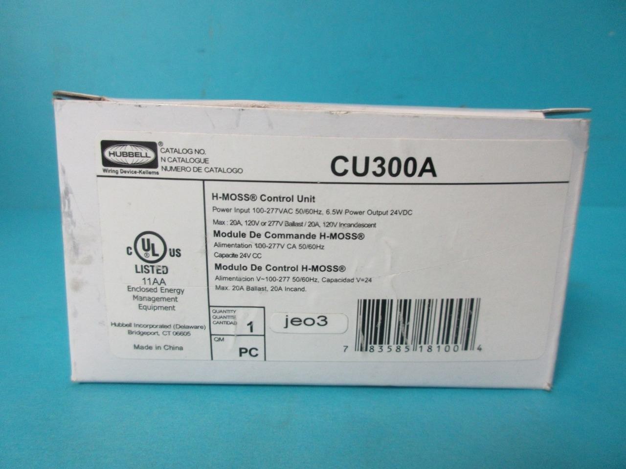 HUBBELL CU300A H-MOSS CONTROL UNIT 100-277 VAC 50/60HZ 6.5W POWER OUTPUT 24VDC