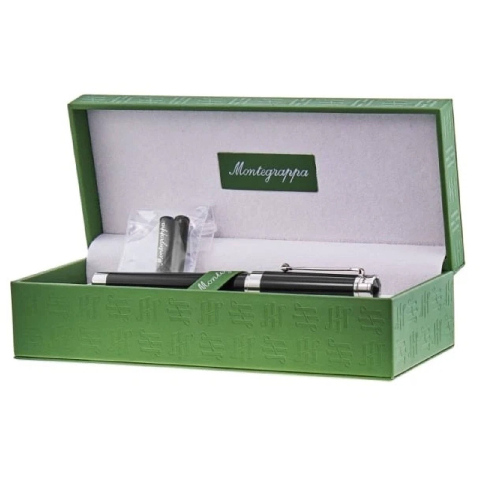 Montegrappa Fountain Pen Parola Black Barrel with Chrome Trim, Fine ISWOT2AB