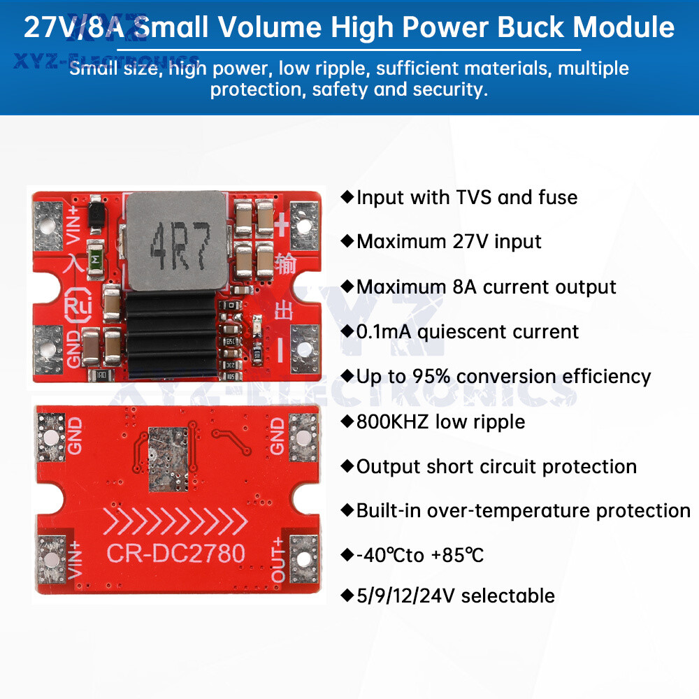 27V to 5V12V8A Mini DC-DC Step down Module Model Aircraft High Power Buck Module