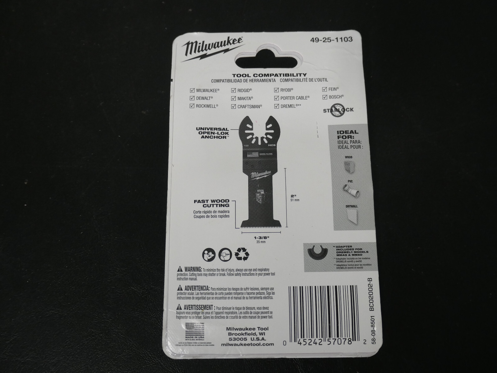 Milwaukee 49-25-1103 Multi Tool High Carbon Steel Blades 3PK + Bi-Metal Blade