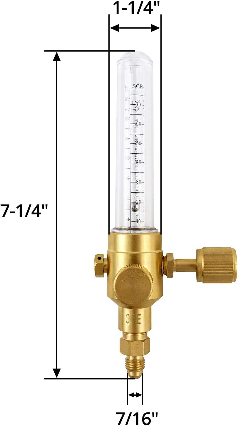 1/4in Flare Nitrogen Flow Indicator 1/4 FxM Brazing Purge Gauge 3-4 CFH HVAC Kit