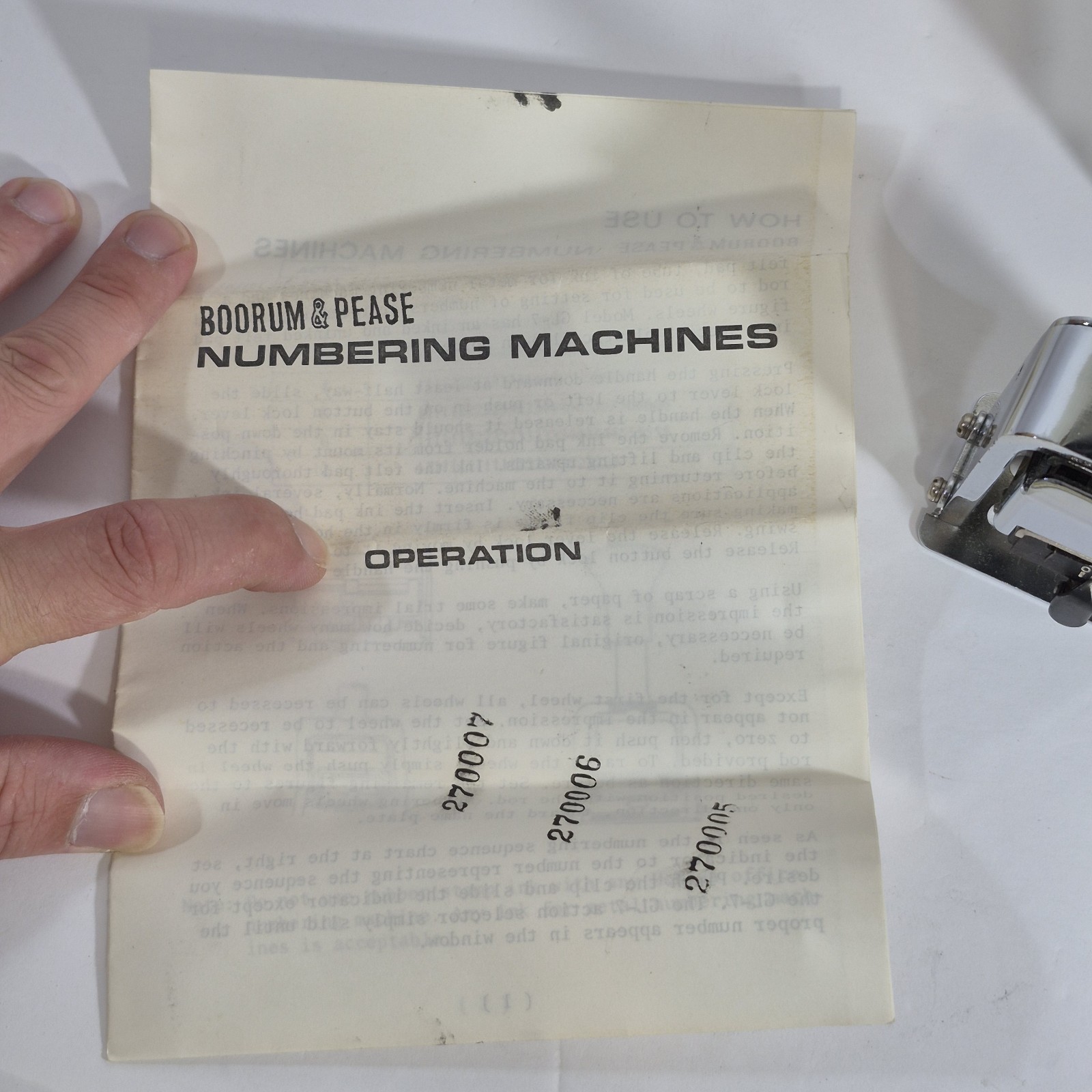 Vintage Boorum & Pease Automatic Numbering Pricing Machine Model 188 Japan