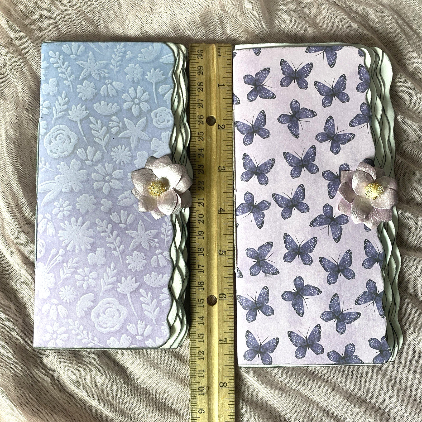 2 Handmade Junk Journal Blank Writing Booklets – Diary Book Layered Edge Slim