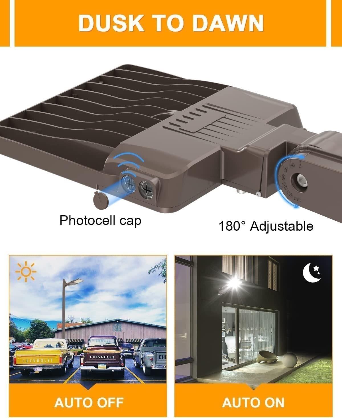 2Pack 200W LED Parking Lot Lighting Slip Fitter Commercial Outdoor Shoebox Light