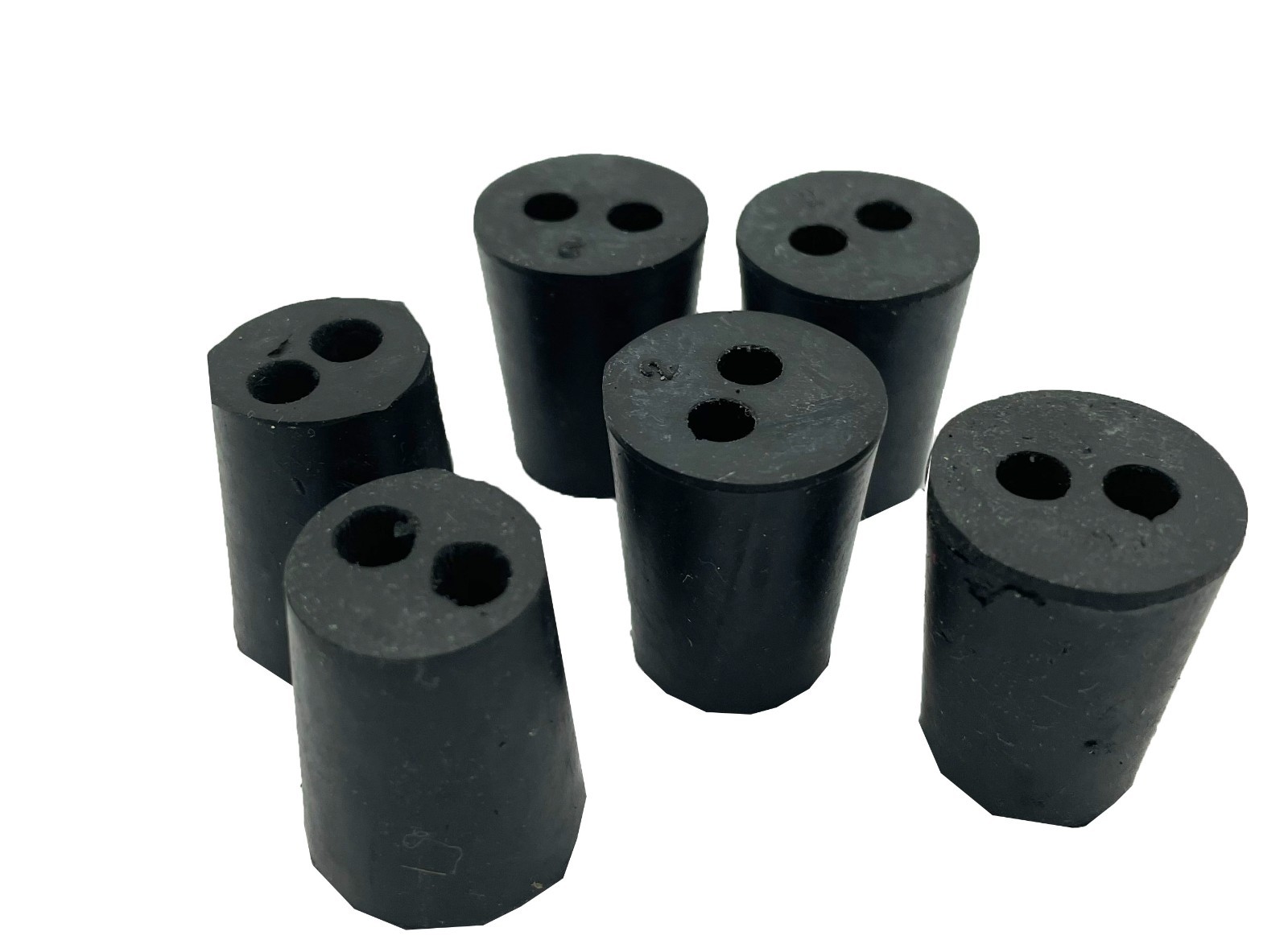 2-Hole Black Natural Rubber Laboratory Stopper Size 2 – 13 Stoppers