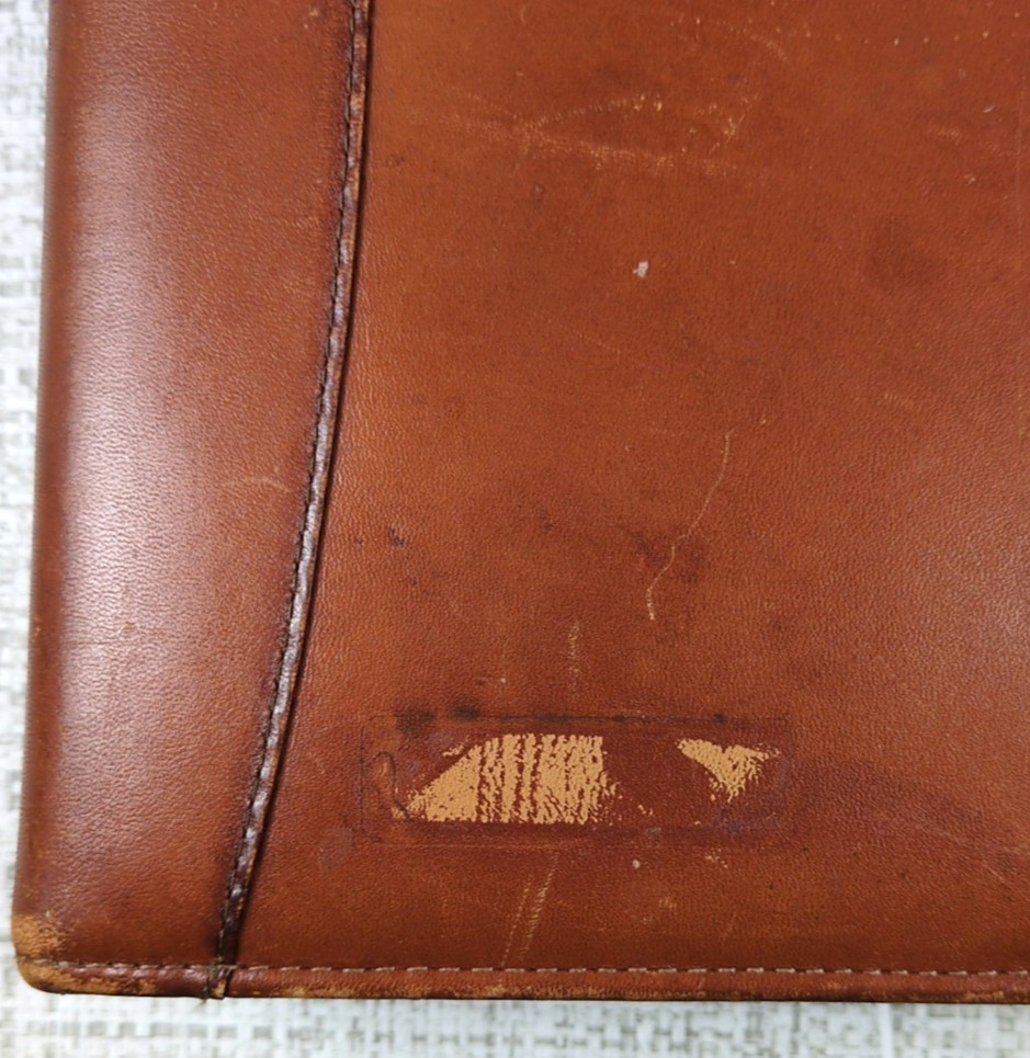 Franklin Quest Classic Distressed Leather Zip Binder 7 Gold Rings 1.5″ Brown