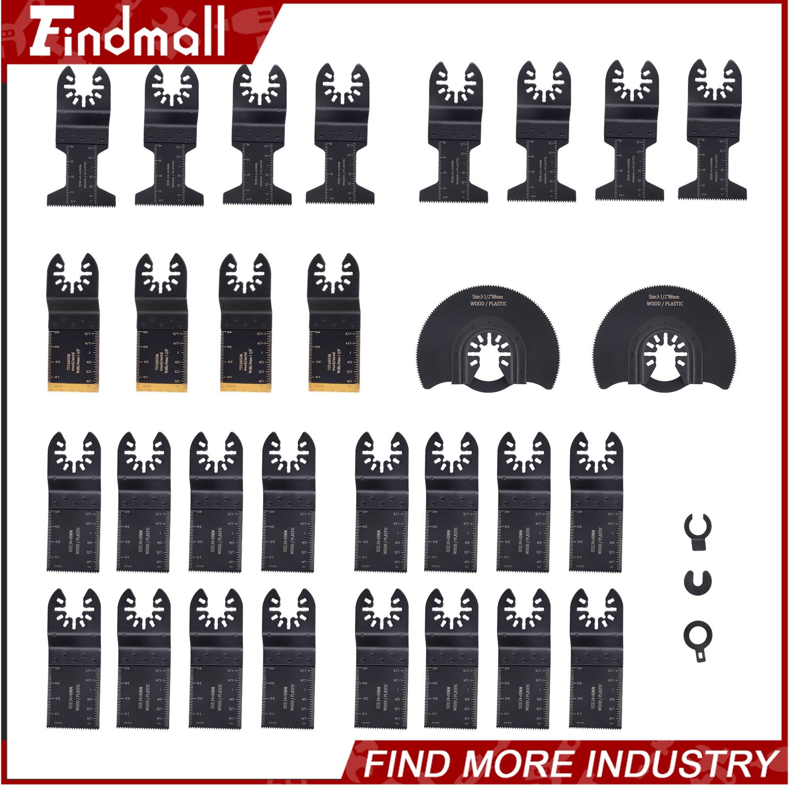 Findmall 30 PCS Japanese Tooth Multi Tool Blades Titanium Oscillating Saw Blades