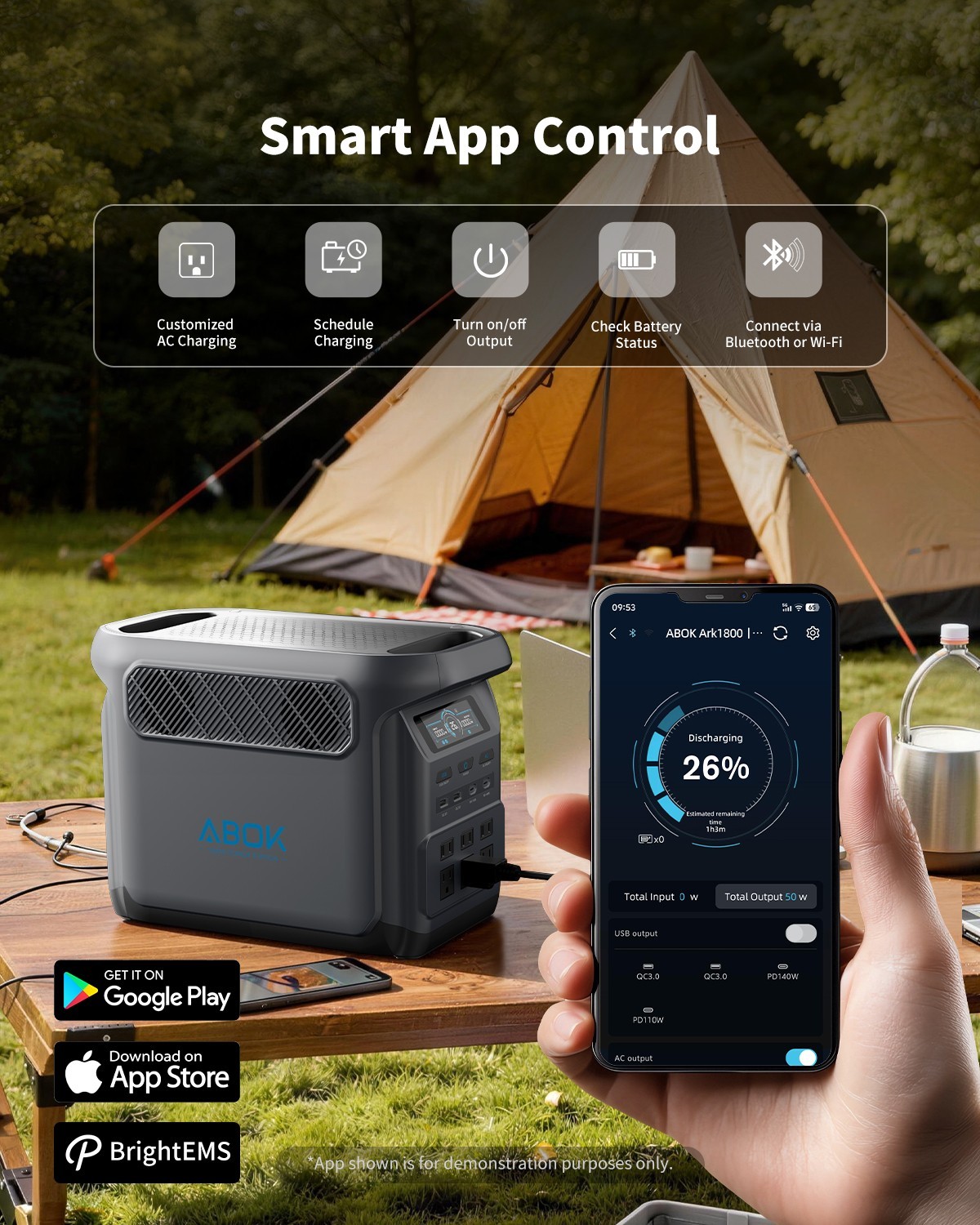 1024Wh ABOK Ark1800 Power Station 1800W LiFePO4 PD140W UPS App 1000W PV Input